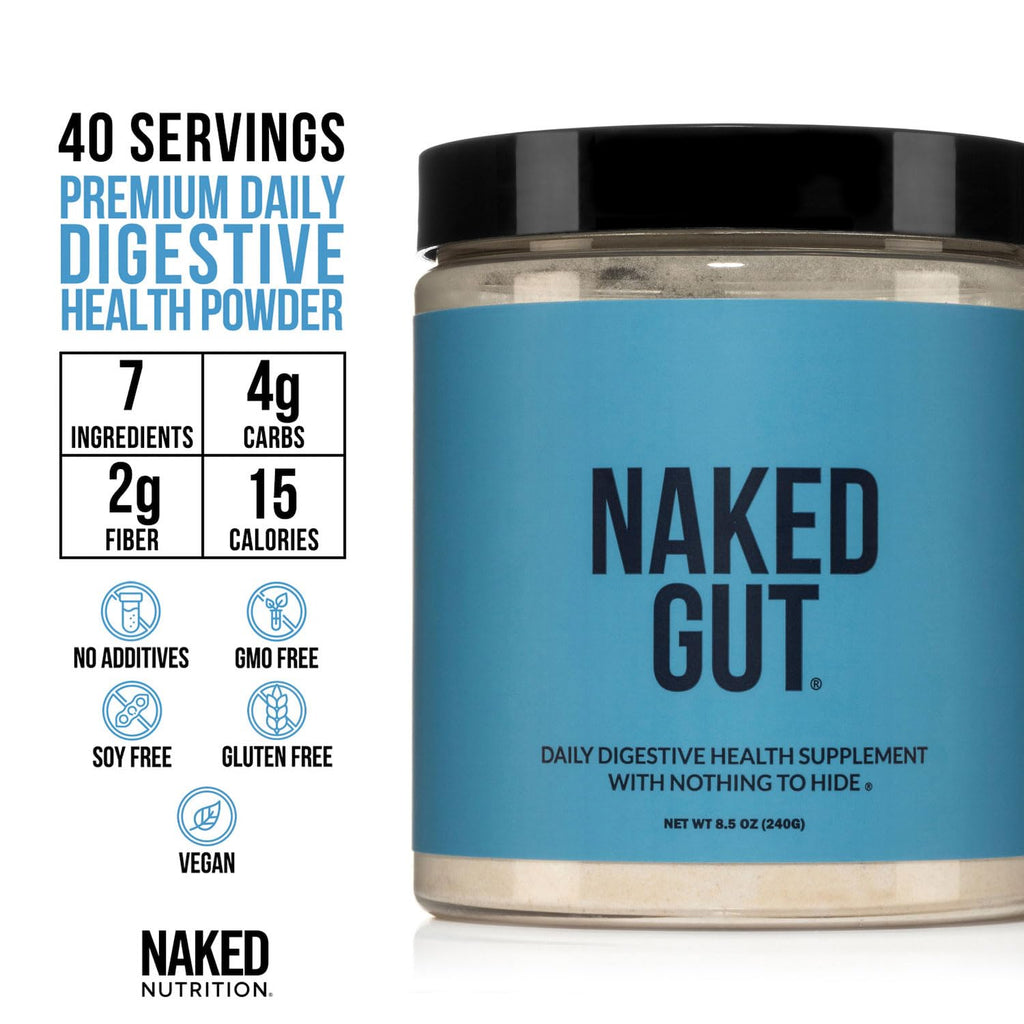 NAKED Gut - Daily Gut Health Supplement - Natural Gut Health Powder for Gut Cleanse, Digestive Support, GMO-Free, Soy-Free, Gluten-Free,