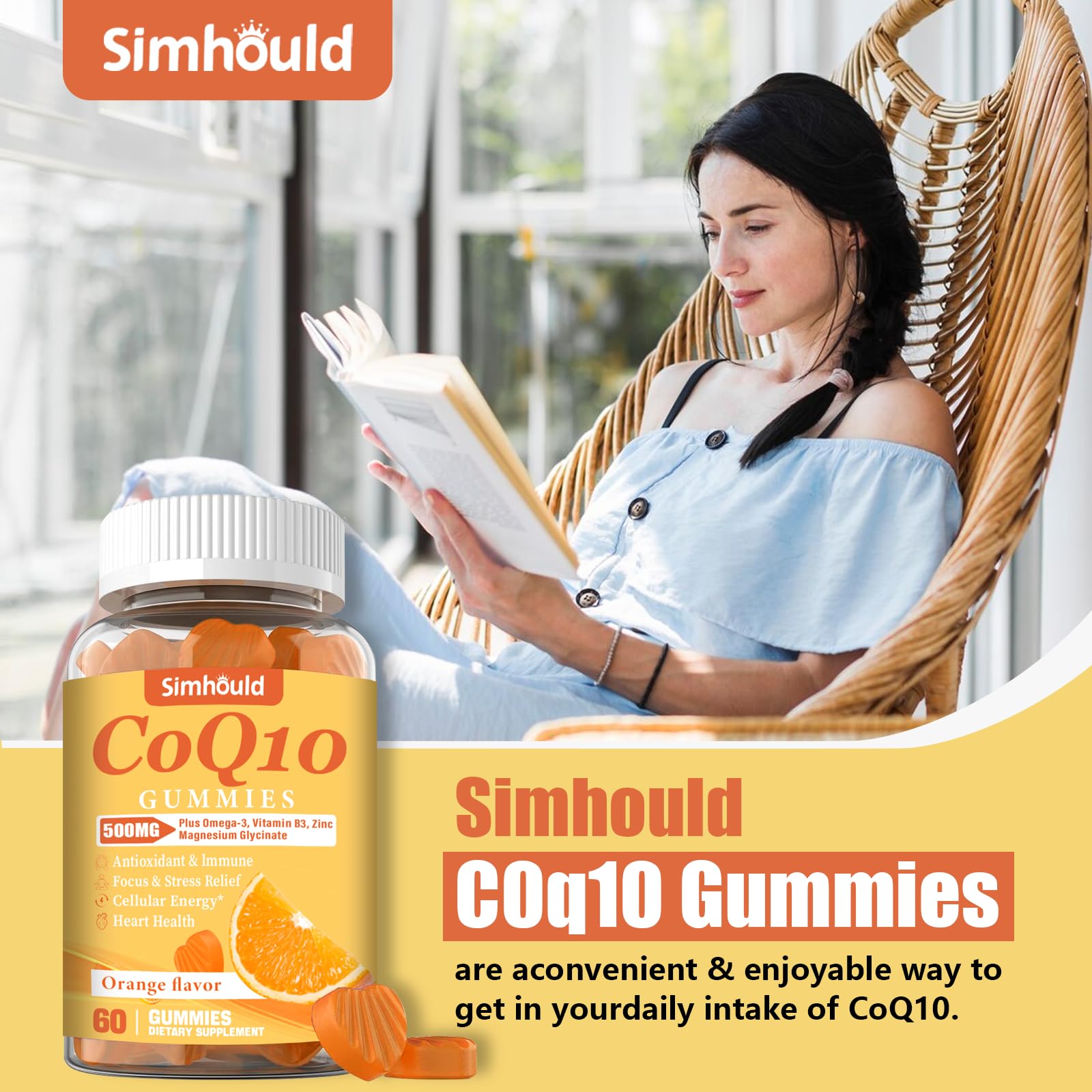 2 Pack CoQ10 500MG Gummies - Plus Omega-3, Magnesium, Vitamin B3 & Zinc - 3X Better Absorption Coenzyme Q10 Supplements for Heart Health, Cellular Energy & Antioxidant, Non-GMO 120 Counts