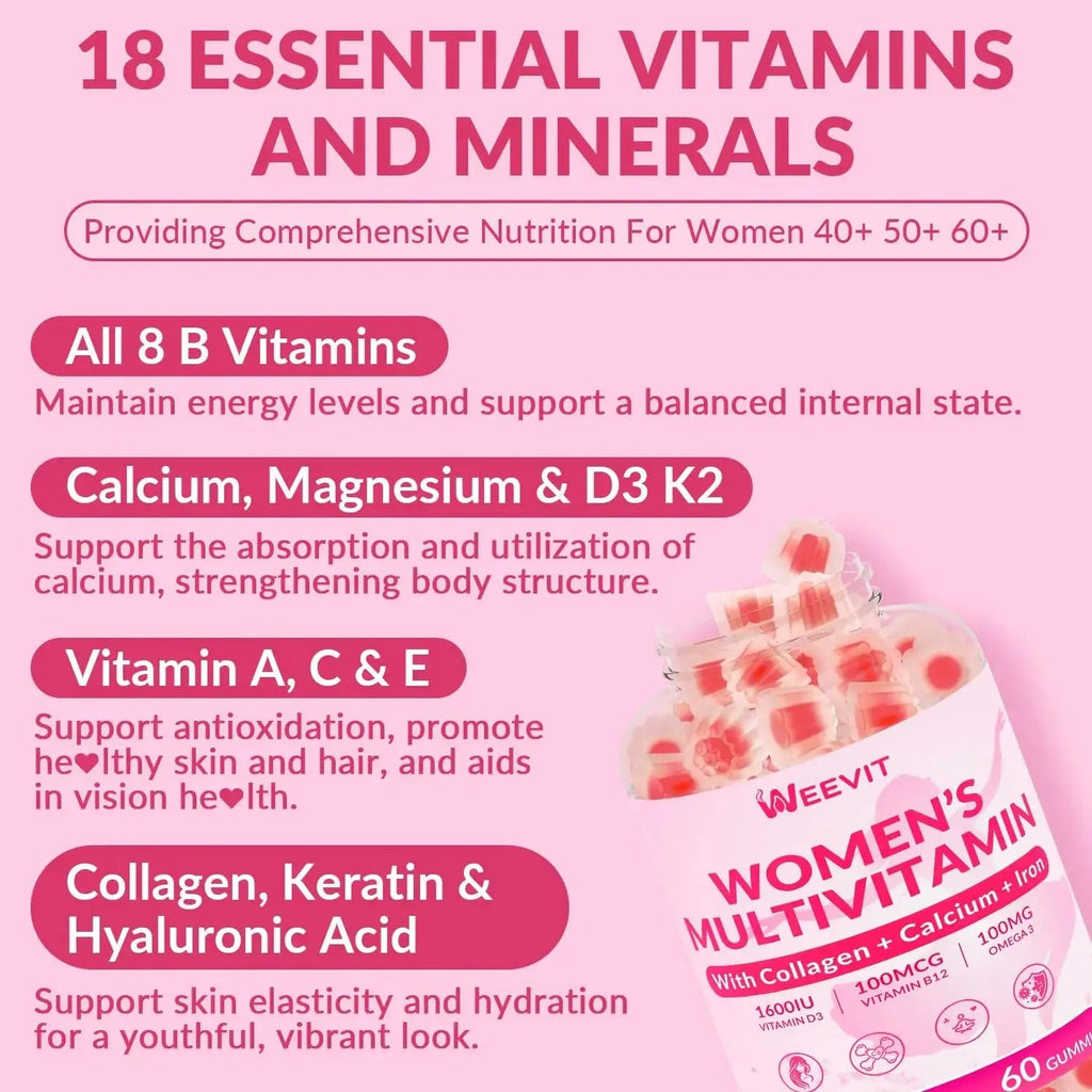 WEEVIT Methylated Multivitamin for Women Gummies, Womens Multivitamin Gummy with Collagen, Iron, Omega-3 WEEVIT Au supplements