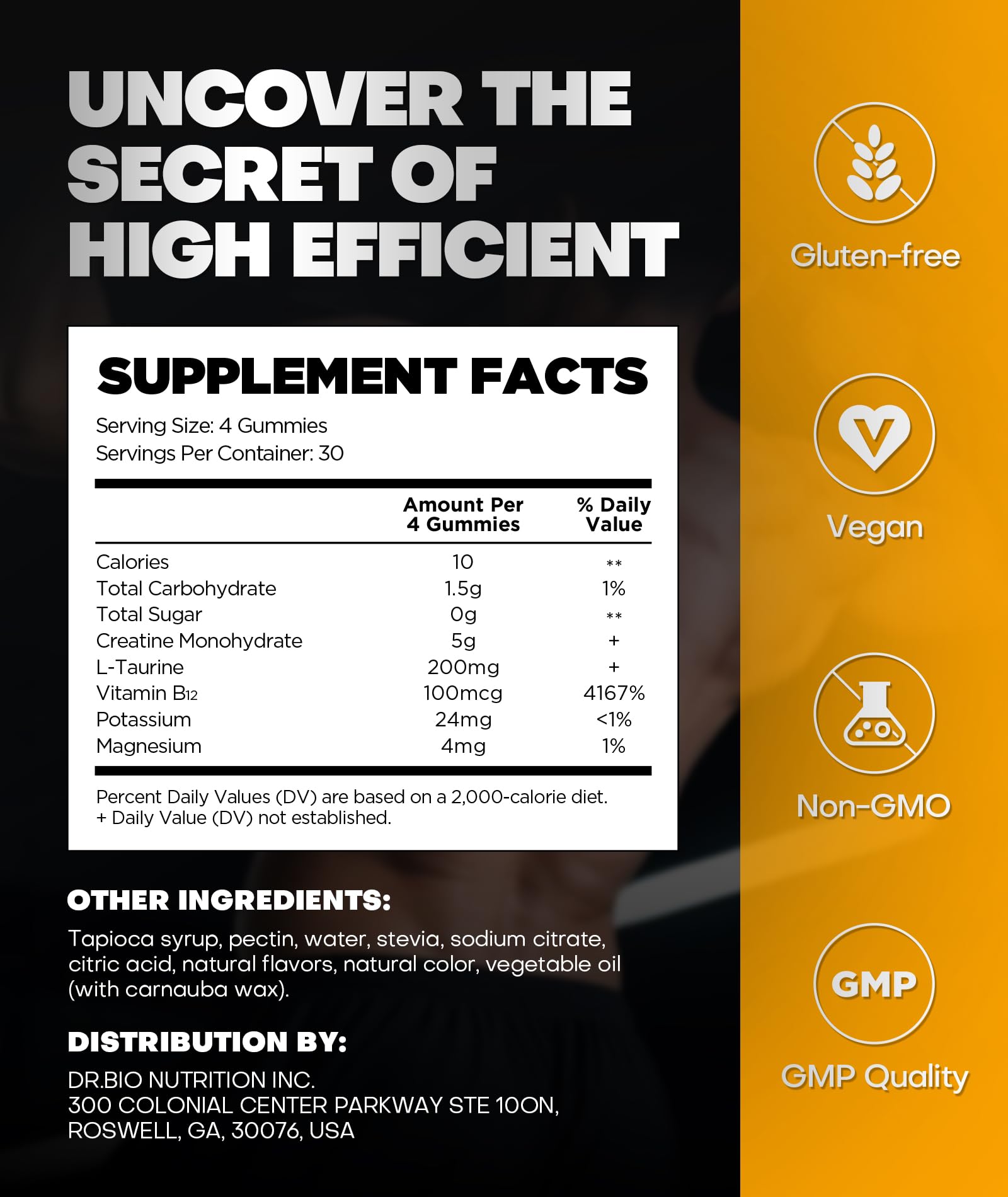 Instant Boost Creatine Monohydrate Gummies, Complex Formula with Real 5000mg Creatine, L-Taurine, B12, Mg & K, Pre-Workout Creatine for Women & Men to Support Energy