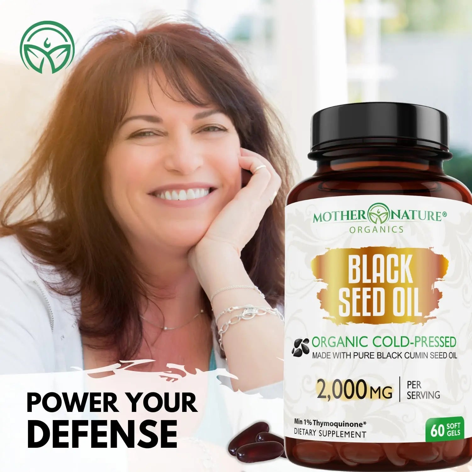 Organic Black Seed Oil 2000mg - 60 Softgel Capsules (Non-GMO) Premium Cold-Pressed Mother Nature Organics Superfoods for Organic Living Au supplements