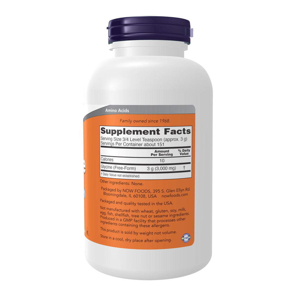 NOW Foods Supplements, Glycine Pure Powder, Promotes Restful Sleep*, Neurotransmitter Support*, 1-Pound