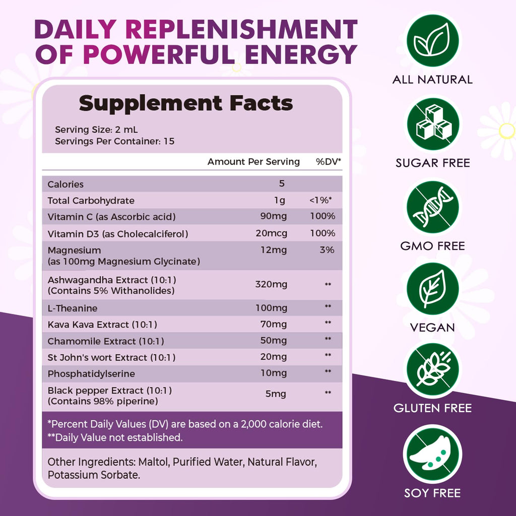 JUYIHEAL Cortisol Supplements, 10 in 1 Cortisol Detox Manager Reducer Hormone Balance Liquid Drops with Ashwagandha, Magnesium, L-theanine JUYIHEAL Au supplements
