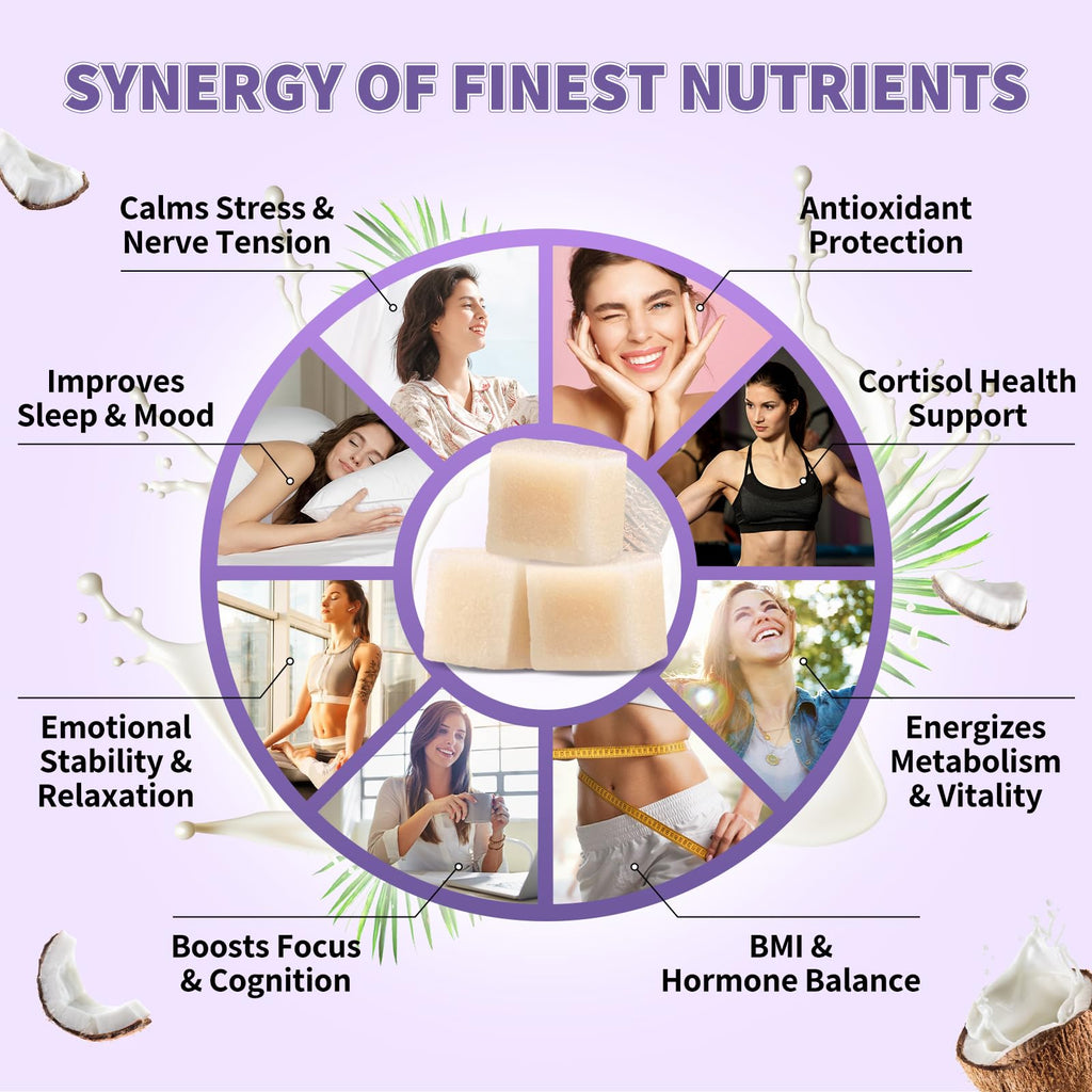 Cortisol Gummies for Women - Cortisol Supplements with Magnesium Glycinate, Ashwagandha, L-Theanine, Vitamin B Complex for Relaxation, Sleep, Calm Mood & Focus - Vegan, Sugar Free Coconut Flavor GZ HAOYUAN Au supplements
