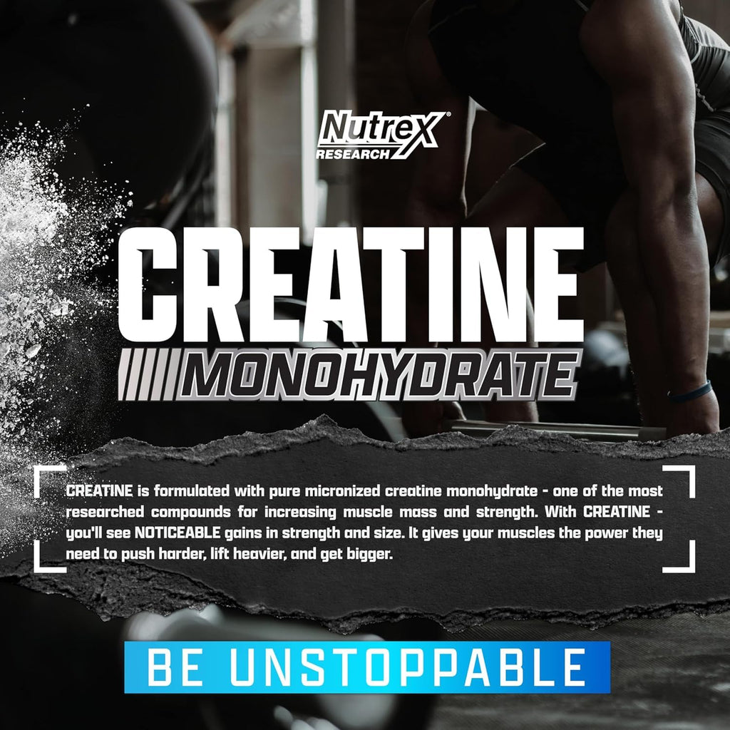 Nutrex Research Ultra Pure Creatine Monohydrate Powder Unflavored | 5G Micronized Creatine Powder for Muscle Gain, Strength