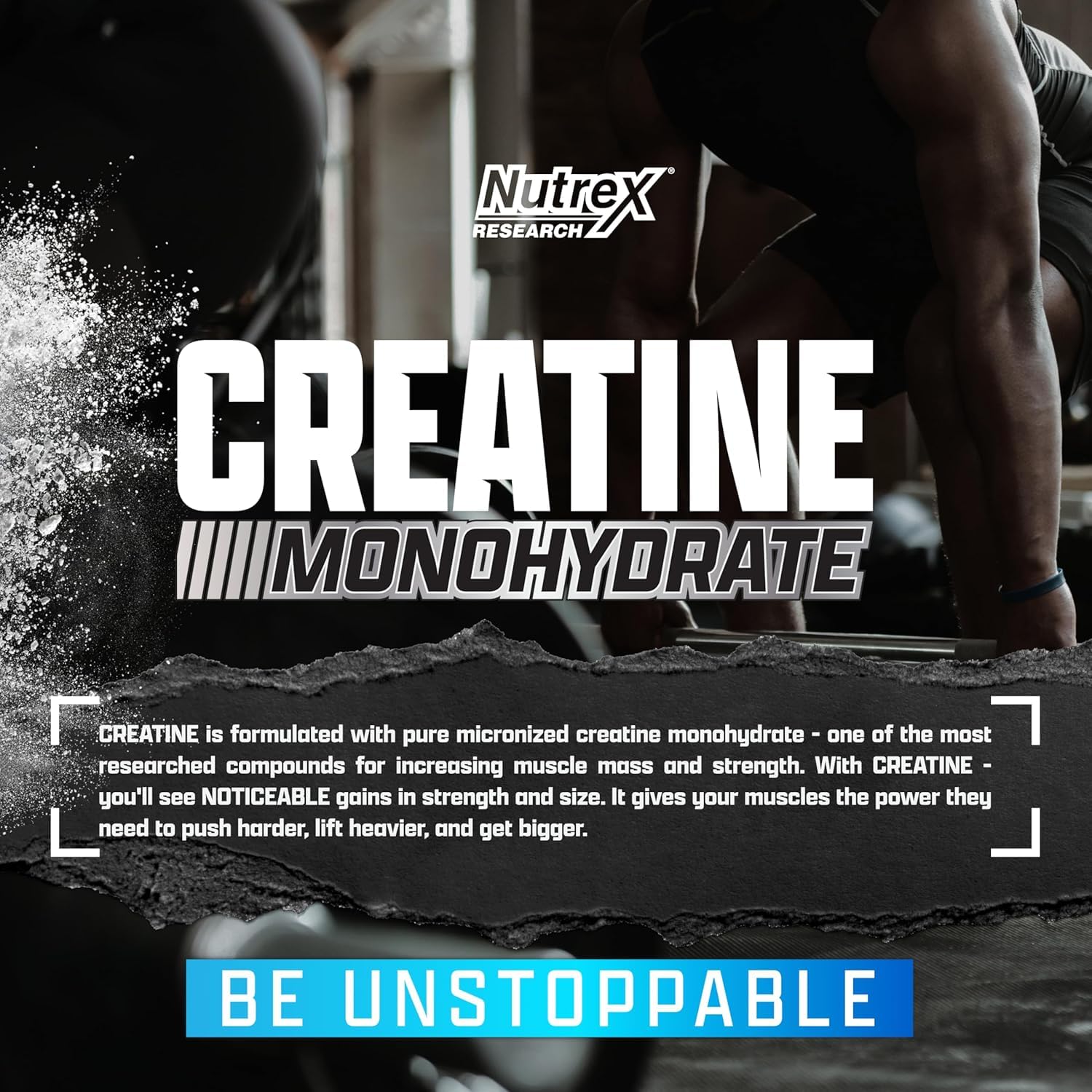 Nutrex Research Ultra Pure Creatine Monohydrate Powder Unflavored | 5G Micronized Creatine Powder for Muscle Gain, Strength