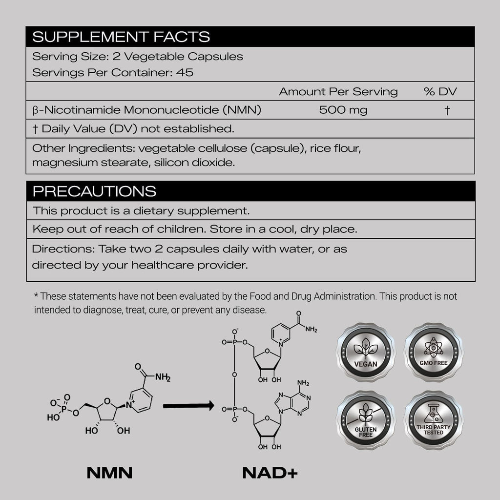 PEPAX NMN Supplement 500mg - 99% Pure NMN Supplement Capsules for Increased NAD Levels & Healthy Aging - Third Party Tested Stabilized Capsules, cGMP Certified, 90 Liposomal NMN (45 Servings) PEPAX Au supplements