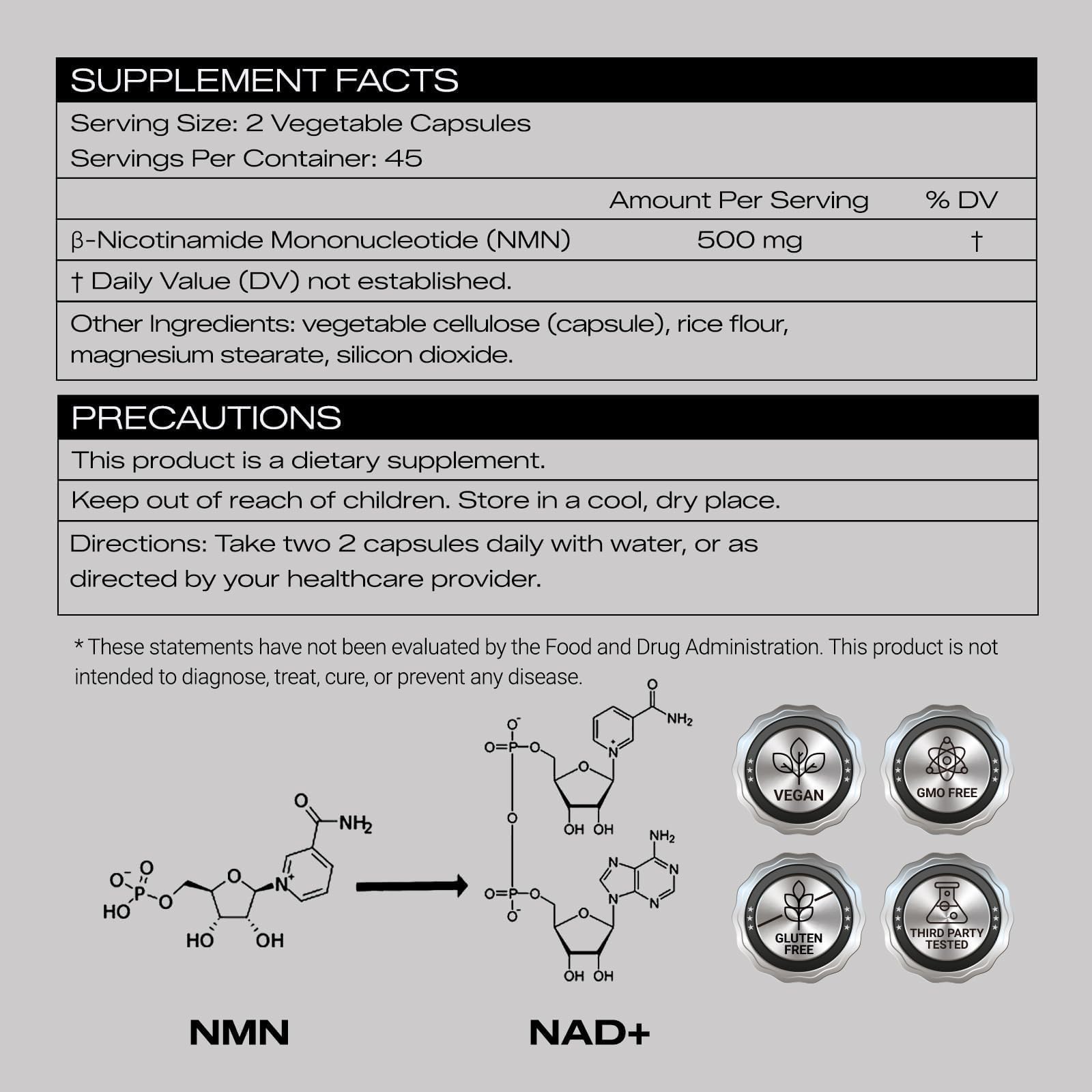 PEPAX NMN Supplement 500mg - 99% Pure NMN Supplement Capsules for Increased NAD Levels & Healthy Aging - Third Party Tested Stabilized Capsules, cGMP Certified, 90 Liposomal NMN (45 Servings) PEPAX Au supplements