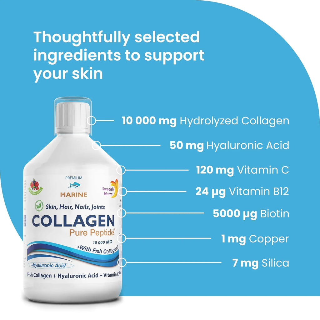 Marine Liquid Collagen 10000mg 500 ml I Pure Hydrolyzed Collagen Peptides Swedish Nutra Au supplements