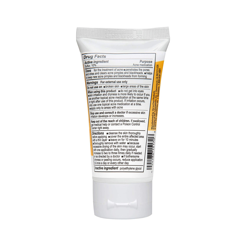 De La Cruz Sulfur Ointment - Cystic Acne Treatment for Face and Body - Daily 10 Min Spot Treatment Mask - Safe and Effective Game Changing Hormonal Acne