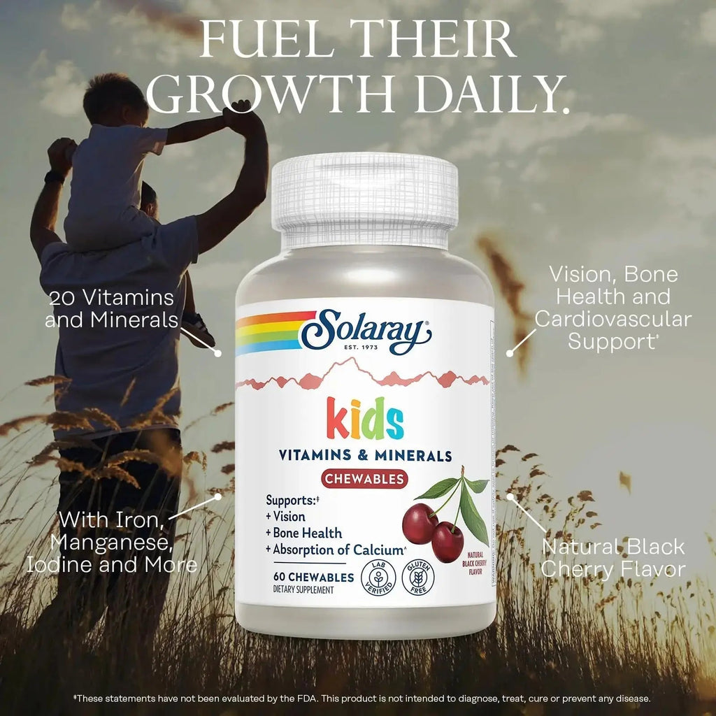 SOLARAY Childrens Vitamins & Minerals Complete Multivitamin for Kids Great Black Cherry Flavor SOLARAY Au supplements