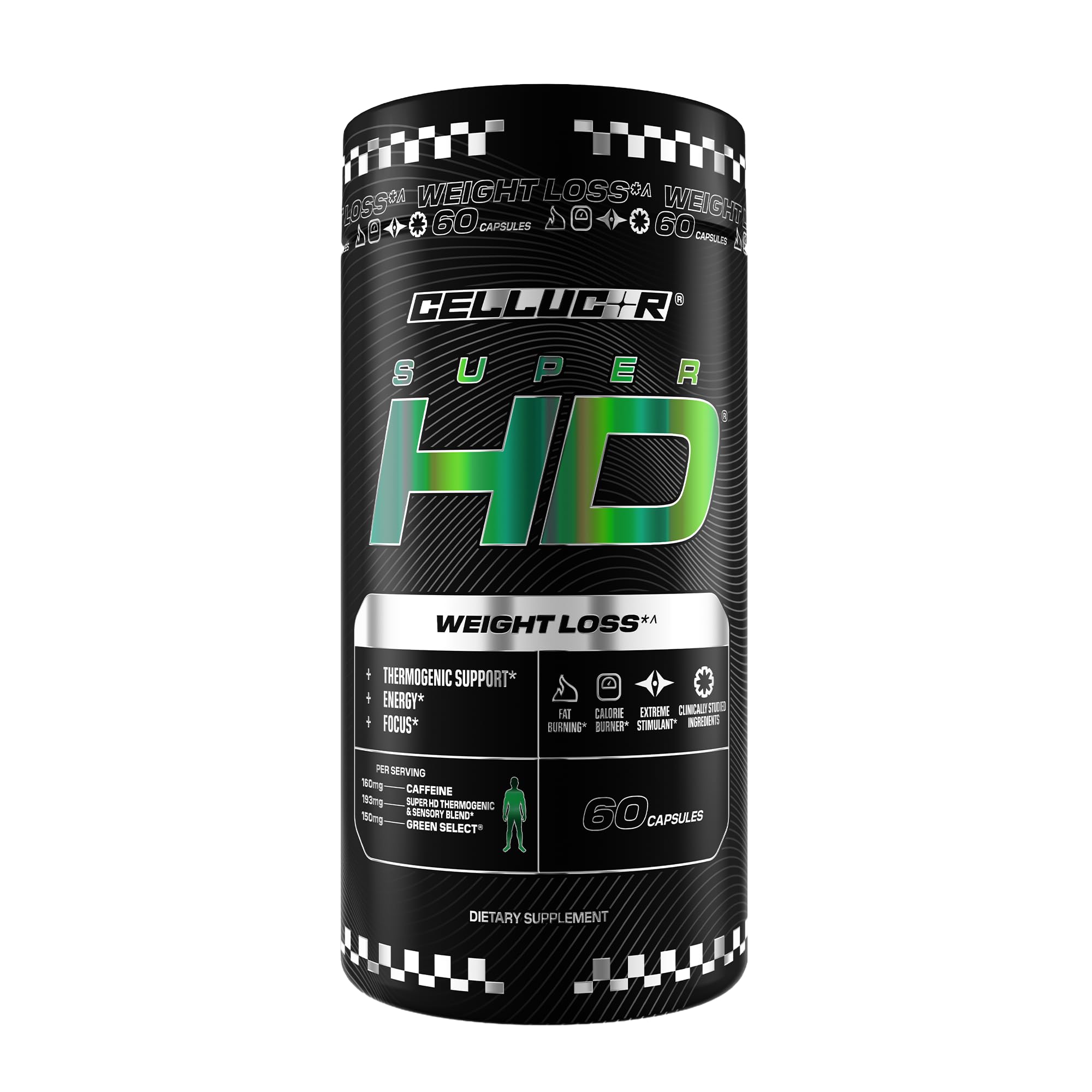 Cellucor SuperHD Thermogenic Fat Burner Weight Loss Supplement, Appetite Suppressant, & Energy Booster Capsimax, Green Tea Extract, 160mg Caffeine