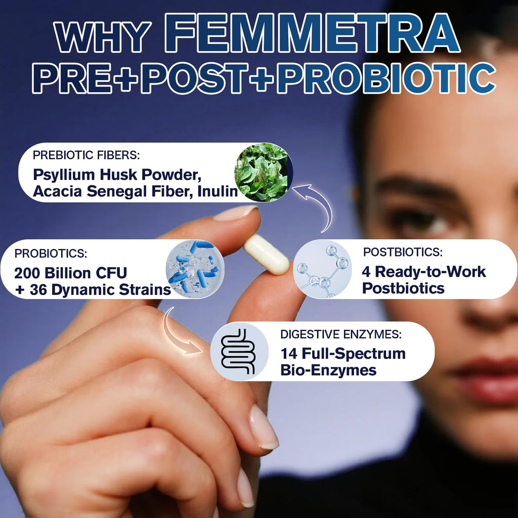 Ultra Probiotics for Women Men 200 Billion CFU - 36 Strains 14 Digestive Enzymes, 4 Anti-Bloat Herbs, 3 Prebiotic Fibers & 4 Postbiotics, Gut, Digestive, Regularity