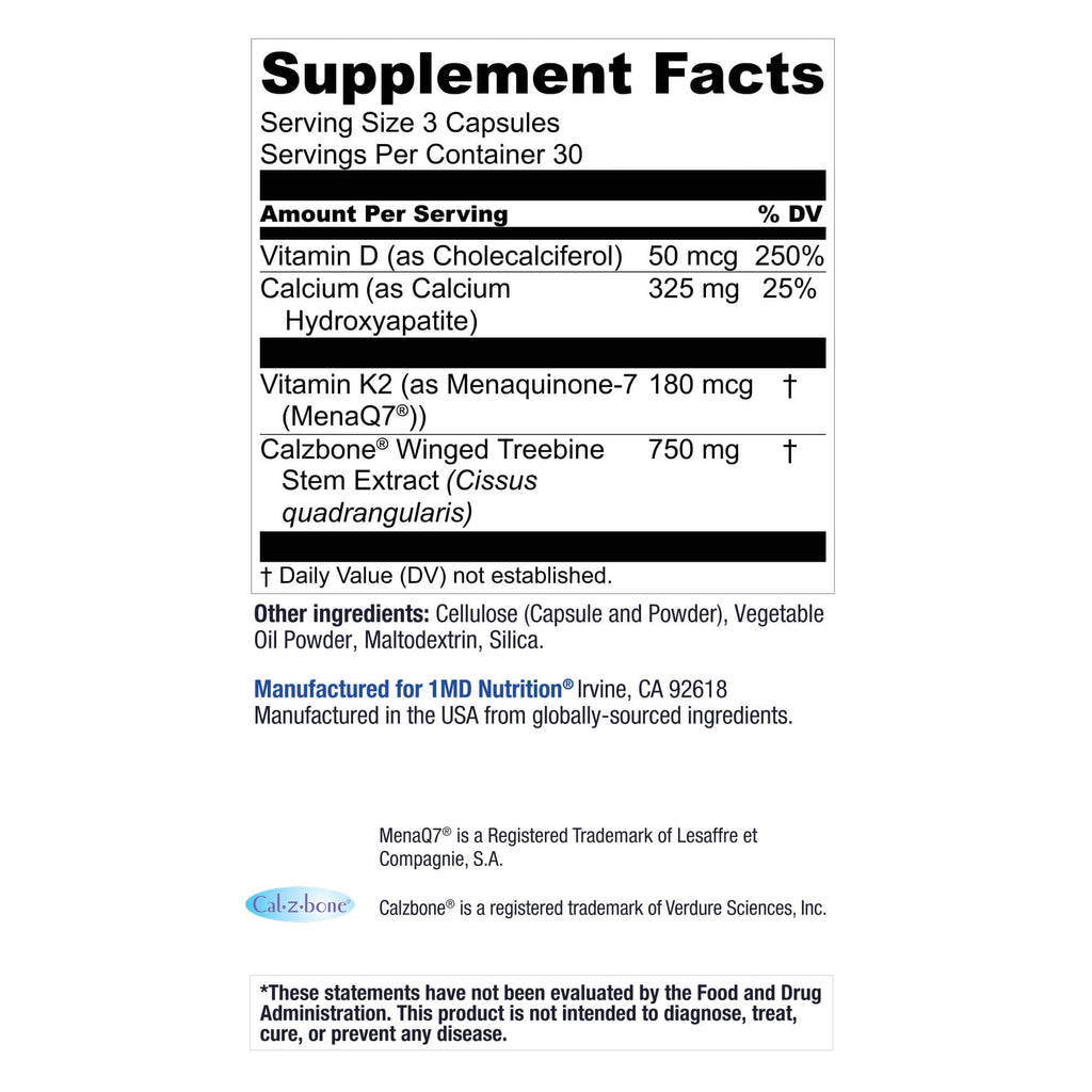 1MD Nutrition OsteoMD for Comprehensive Support - Supplement for Women and Men - Promote Density w/Vitamin D - Hydroxyapatite