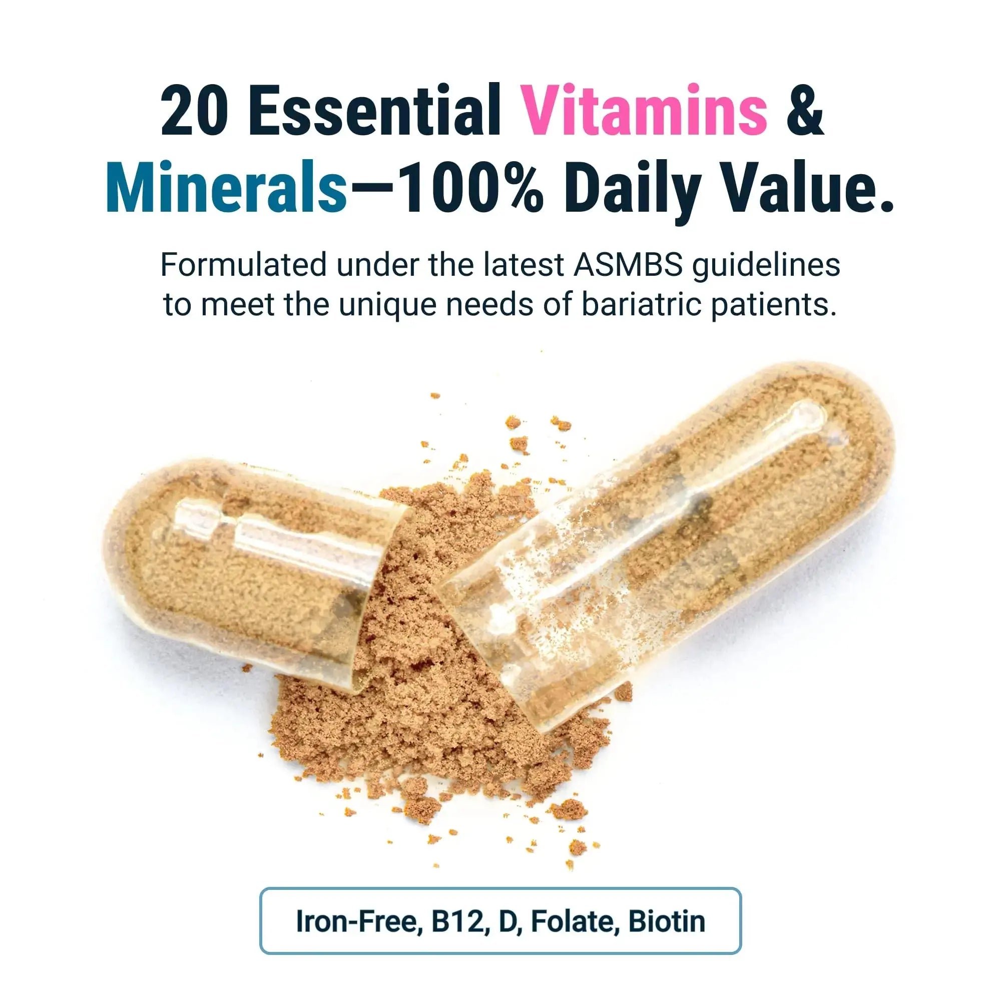 BariatricPal Multivitamin ONE 1 per Day! Bariatric Multivitamin Capsule Iron Free | Easy to Swallow Capsule | BariatricPal Au supplements
