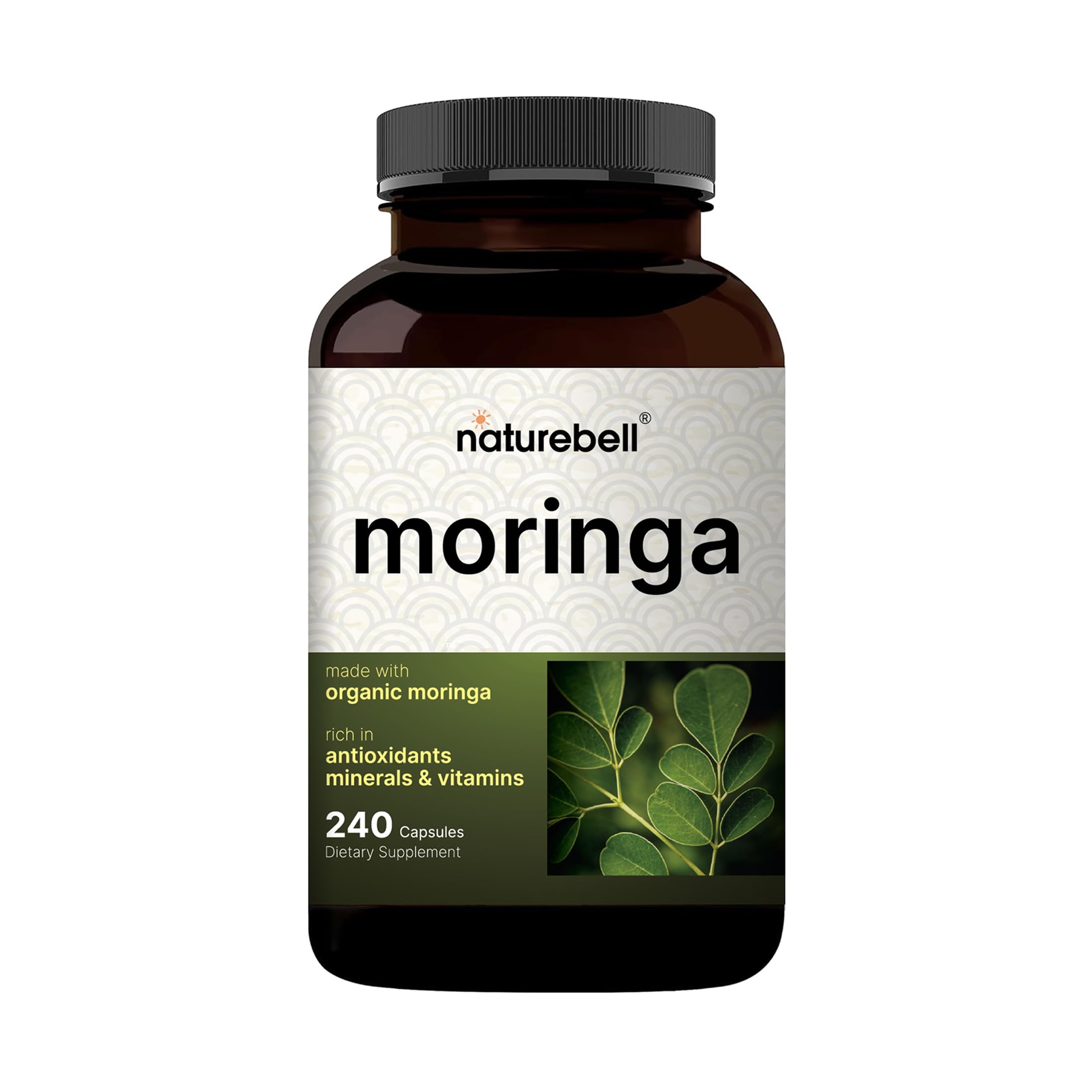 NatureBell Moringa - 240 Capsules - Organic Moringa for Immune, Energy & Skin Health Support - Green Superfood Properties