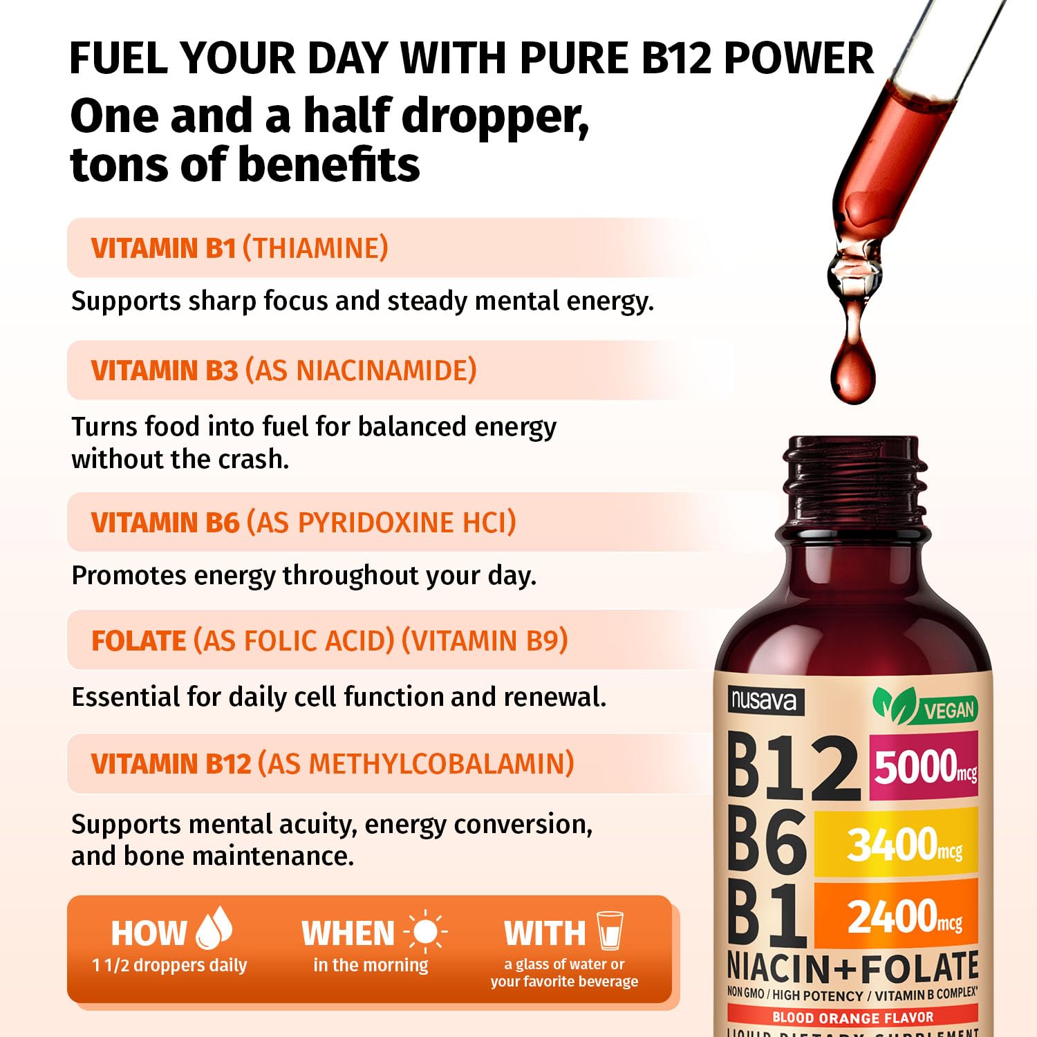 (2 Pack) Vitamin B12 and B6 Liquid Drops, B12 Sublingual Vitamin B Complex - B 12 Vitamin 5000mcg - B12 Methylcobalamin for Energy