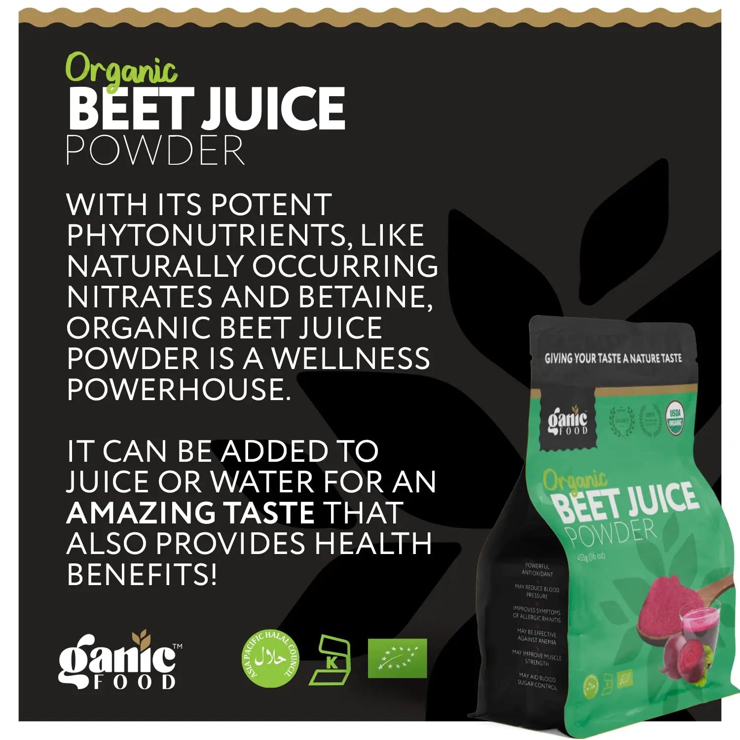 Ganic Food Organic Beet Root Juice Powder, 16 Ounces Ganic Food Au supplements