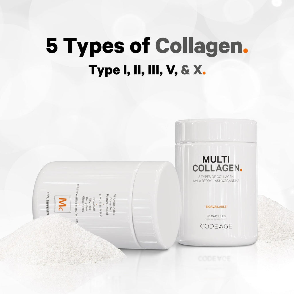 Codeage Multi Collagen Protein Capsules & Probiotics for Women Bundle | Multi Collagen Pills, Collagen Types I, II, II, V & X, 90 Count | Prebiotics & Probiotics for Women - Soy & Dairy Free, 60 Count Codeage Au supplements