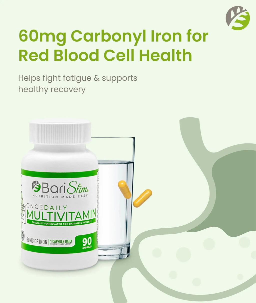 BariSlim Once Daily Bariatric Multivitamin Capsule - 60mg of Iron - Bariatric Vitamin & Supplement for Post WLS Surgery Including Gastric Bypass BariSlim Au supplements
