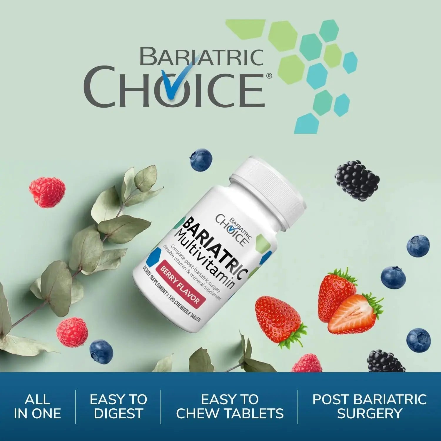 Bariatric Choice My Bariatric Chewable Multivitamin with Iron & 300mg Calcium, Berry (120ct) Bariatric Choice Au supplements