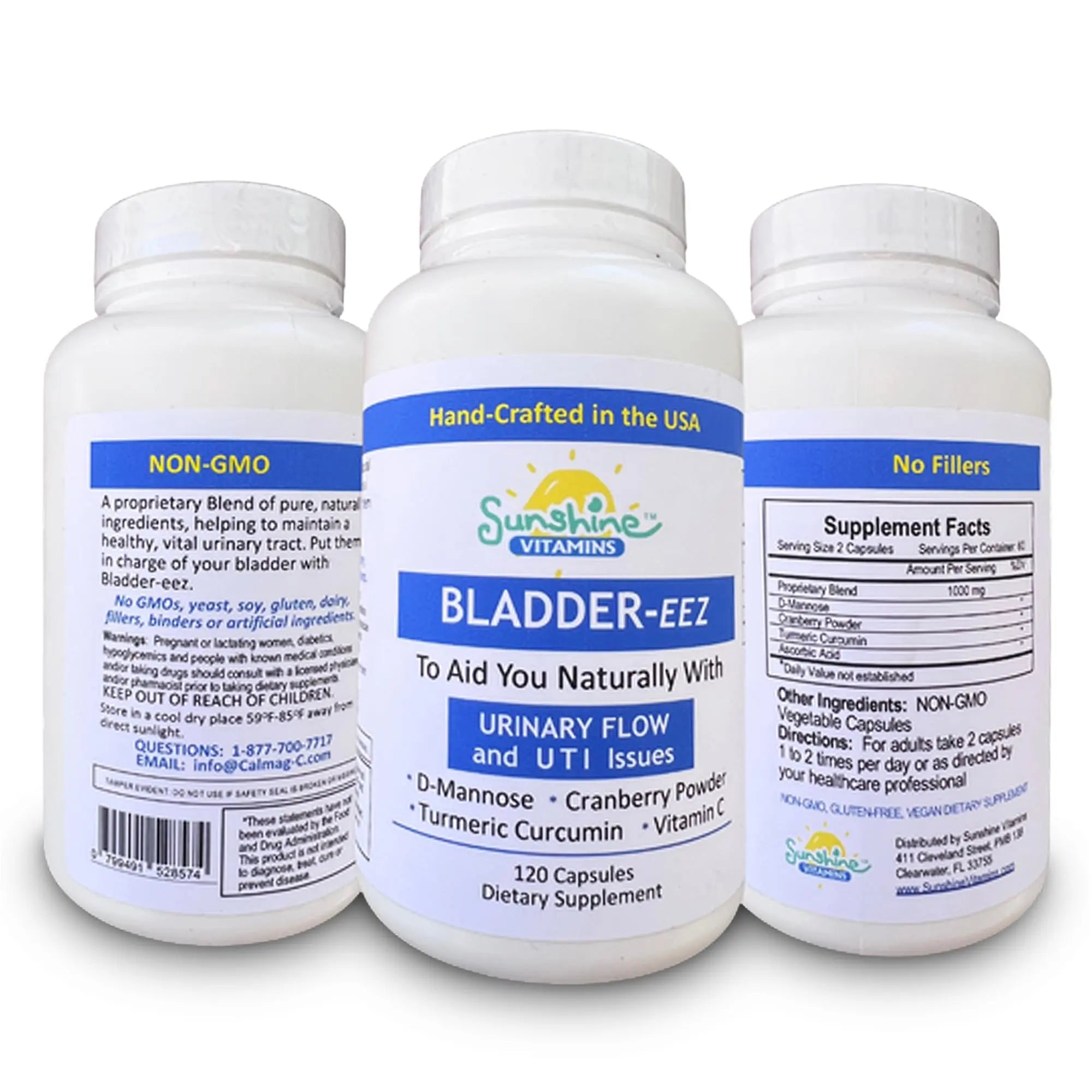 Sunshine Vitamins Bladder-EEZ | All-Natural Bladder Infection UTI Relief Support for Women with D-Mannose | Urinary Tract Infection Health with Immune System Support (1 Bottle of 120 Capsules) Sunshine Vitamins Au supplements