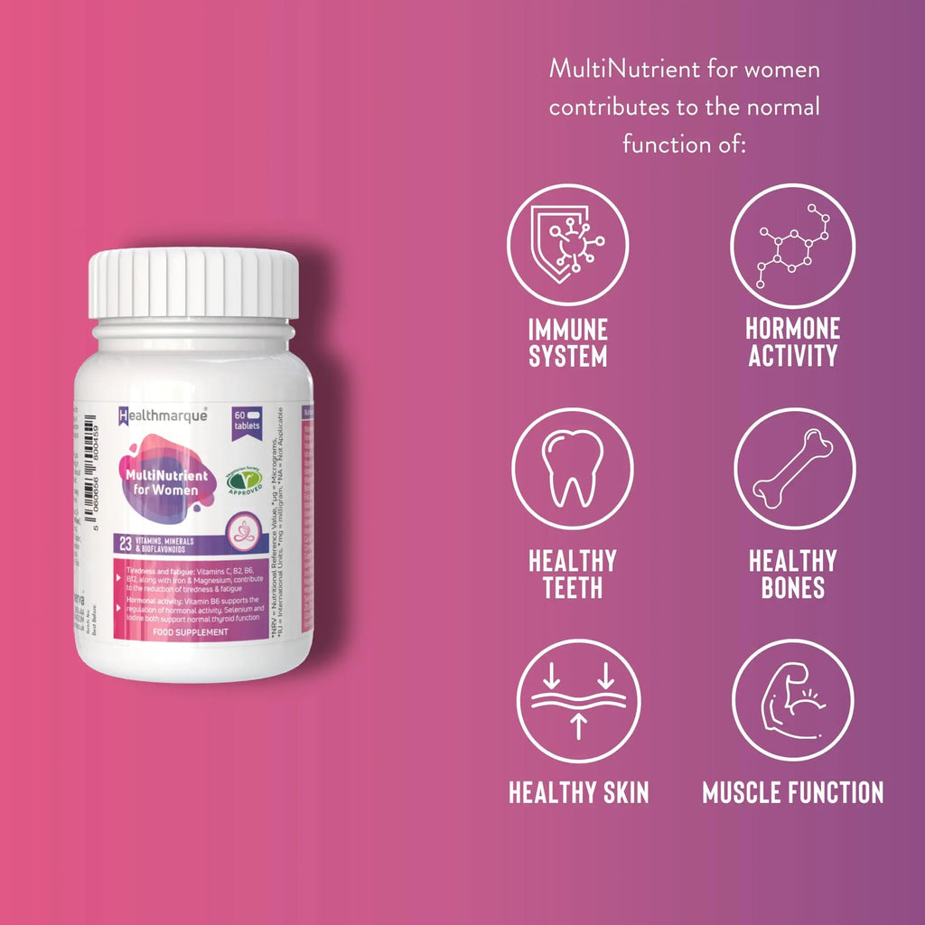 Premium Daily Multivitamin Tablets for Women - 23 Essential Vitamins, Minerals & Bioflavonoids Healthmarque Au supplements