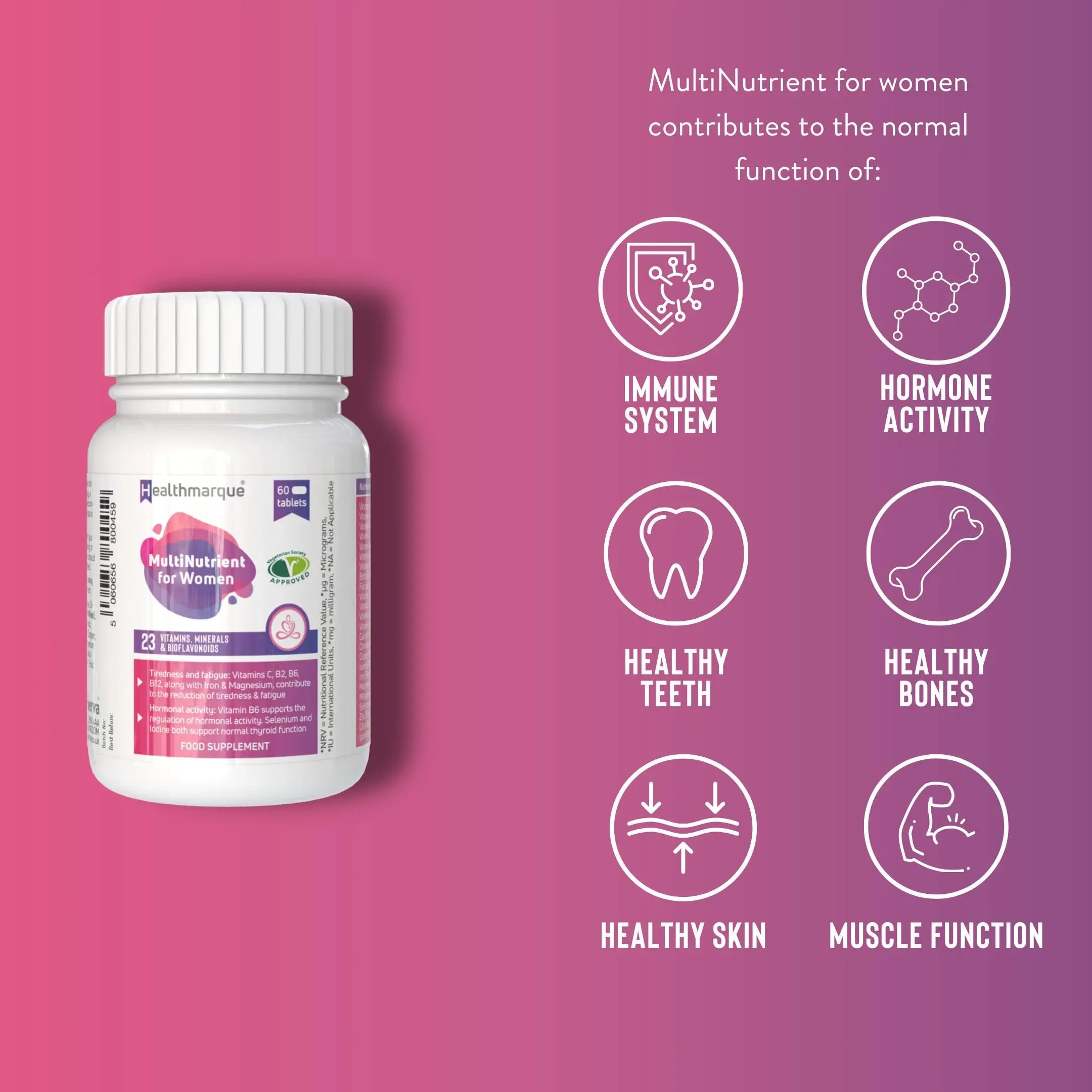 Premium Daily Multivitamin Tablets for Women - 23 Essential Vitamins, Minerals & Bioflavonoids Healthmarque Au supplements
