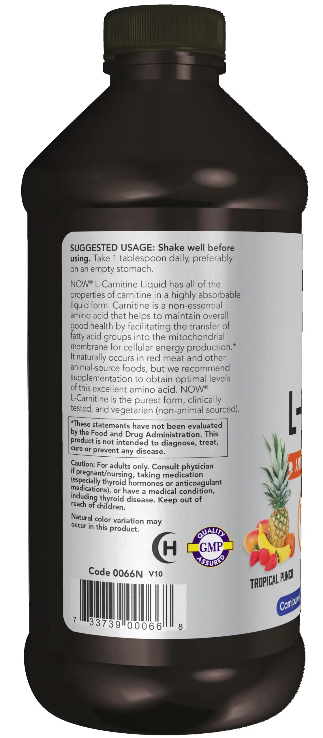 NOW Sports Nutrition, L-Carnitine Liquid 1,000 mg, Highly Absorbable, Tropical Punch NOW Au supplements