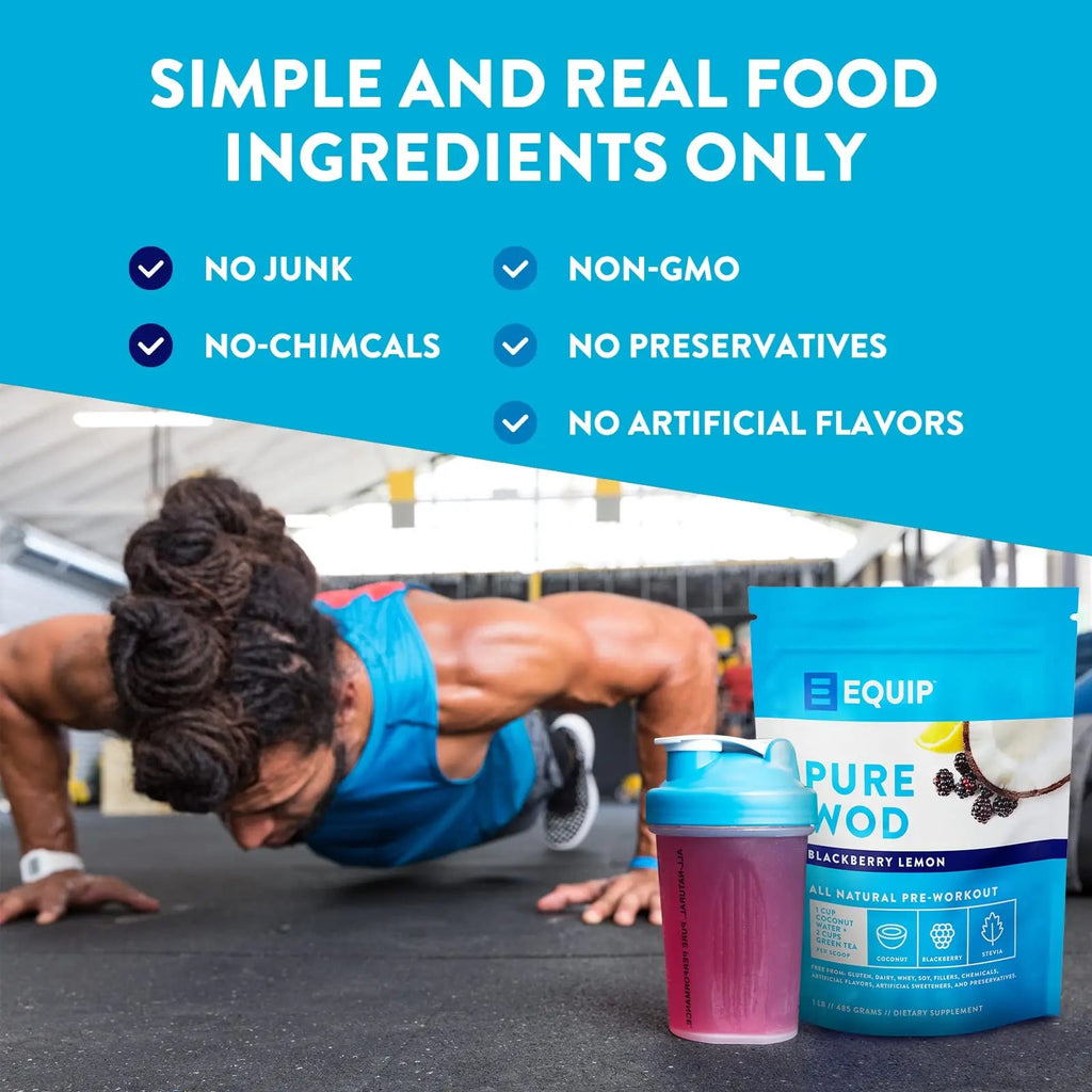 Equip Foods PureWOD All Natural Pre-Workout Powder - 200mg Green Tea Caffeine, BCAA Equip Au supplements