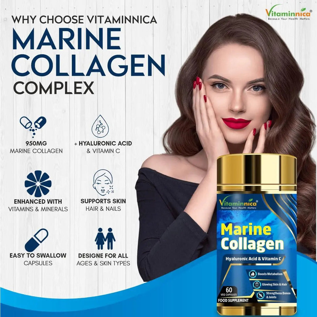 Vitaminnica Marine Collagen Capsules with Hyaluronic Acid & Vitamin C - Skin, Hair, Bones & Joints Vitaminnica Because your Health Matters Au supplements