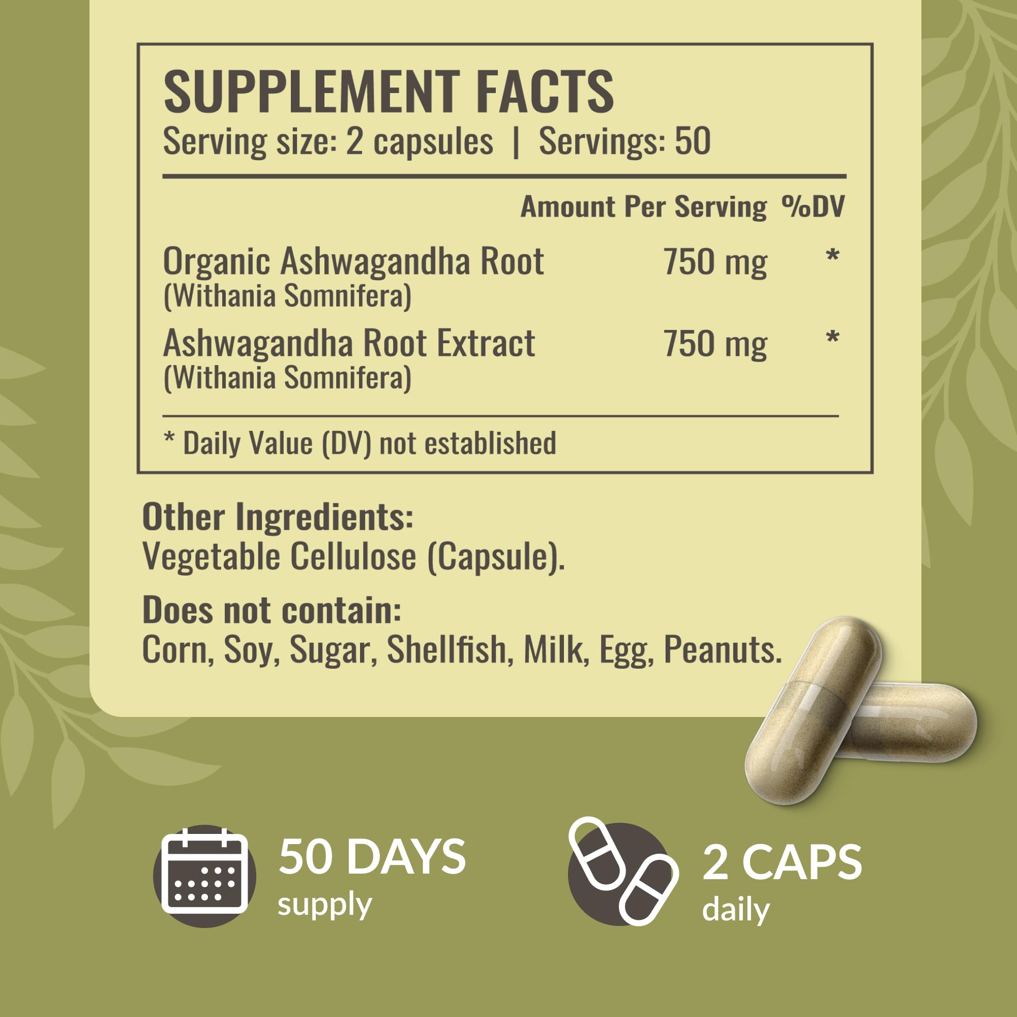 HERBAMAMA Ashwagandha Capsules - 1500mg Pure Ashwagandha Root Focus Supplement - Vegan, Non-GMO Mood & Calm Support Supplement for Adults, 100 Caps HERBAMAMA Au supplements