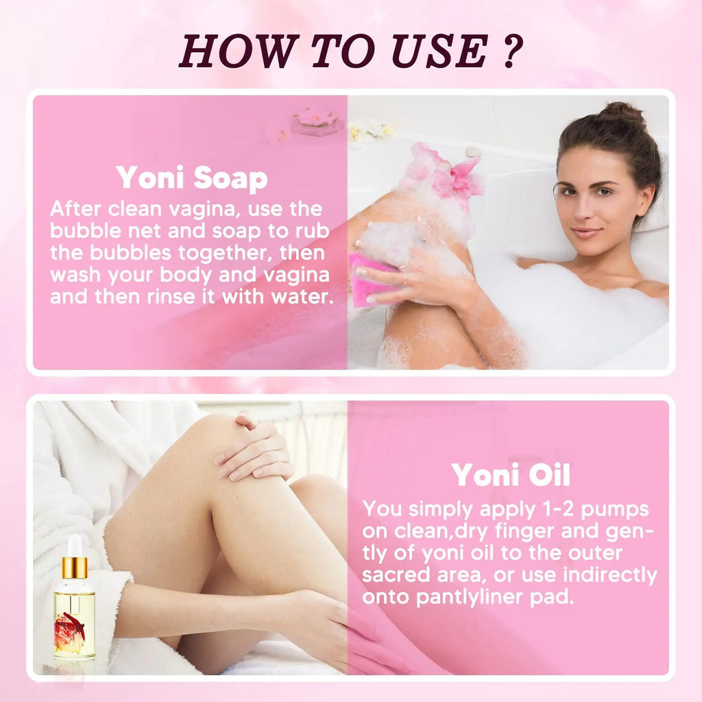 Feminine Wash & Yoni Oil & Yoni Soap Set for Women, Yoni Wash for Vaginal Ph Balance Remove Odor BASSI Au supplements