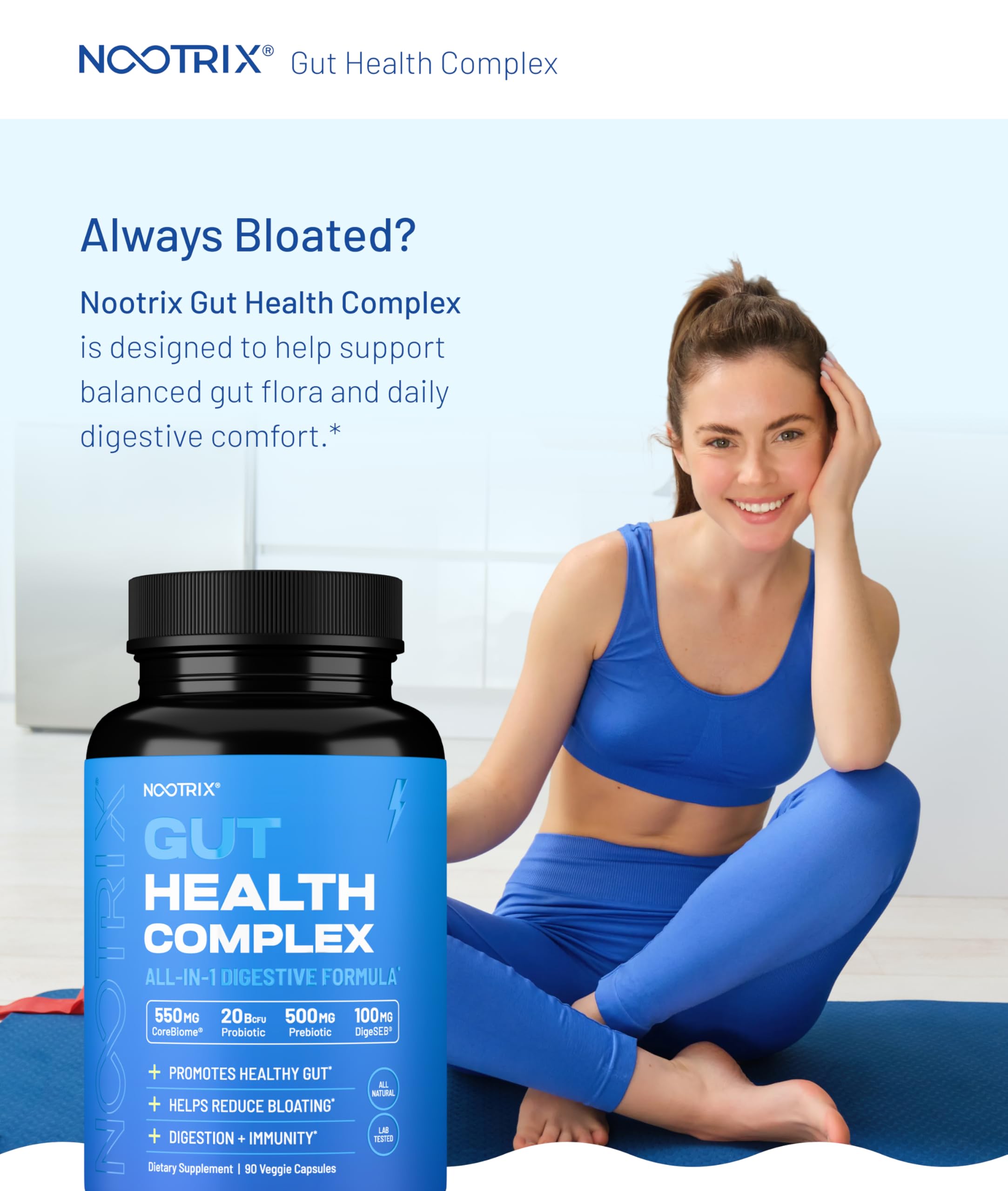 Nootrix Health Complex Supplement | Probiotics for Gut Health, Colon Cleanse & Bloating Relief | Promotes Healthy Digestion | Digestive Enzymes, Postbiotics & Prebiotics | 90 Capsules Nootrix Au supplements