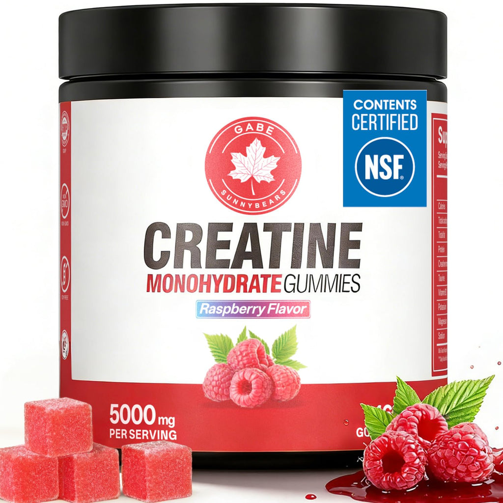 GABE SUNNYBEARS Creatine Gummies, NSF Certified, 5g Creatine Monohydrate per Serving with Taurine & B12, Raspberry Flavor, 160 Count, for Men & Women GABE SUNNYBEARS Au supplements