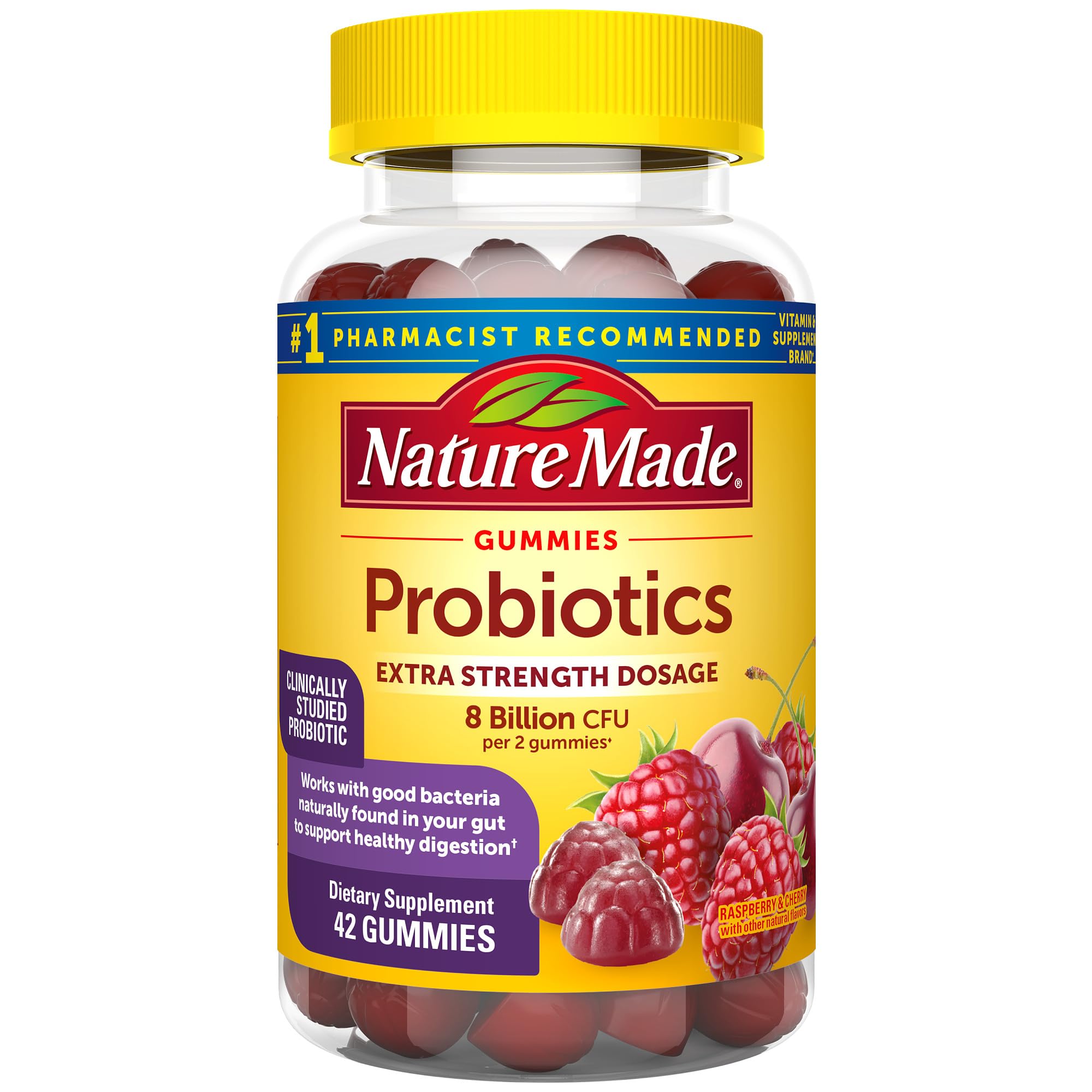 Nature Made Probiotics Extra Strength Dosage, Probiotics for Women and Men 8 Billion CFU per 2 Gummies, 42 Probiotic Gummies, 21 Day Supply Nature Made Au supplements