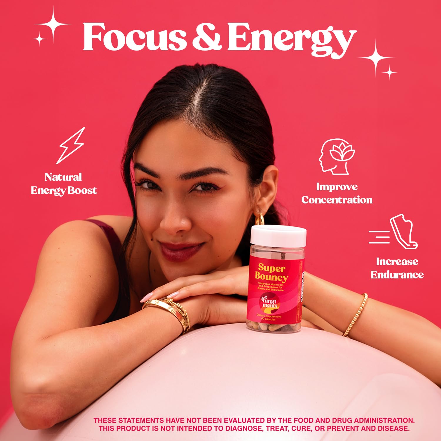 Fungiments Super Bouncy Mushroom Supplement – Cordyceps Focus Capsules for Adults – Natural Brain Boost, Green Tea Energy Vitamins Without jitters, Stamina for Women, Fatigue Support – 60 Count Fungiments Au supplements