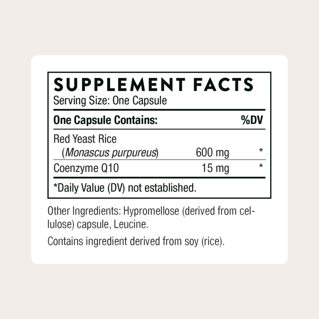 THORNE - Red Yeast Rice + CoQ10 - Maintain Healthy Cholesterol Levels & Supports Cardiovascular Health - Added Antioxidant Support* - Gluten-Free, Dairy-Free - 120 Servings THORNE Au supplements