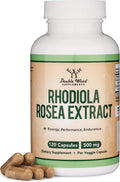 Rhodiola Rosea Supplement 500mg, 120 Vegan Capsules (Third Party Test, Gluten Free, 3% Salidrosides, 1% Rosavins Extract) for Performance,