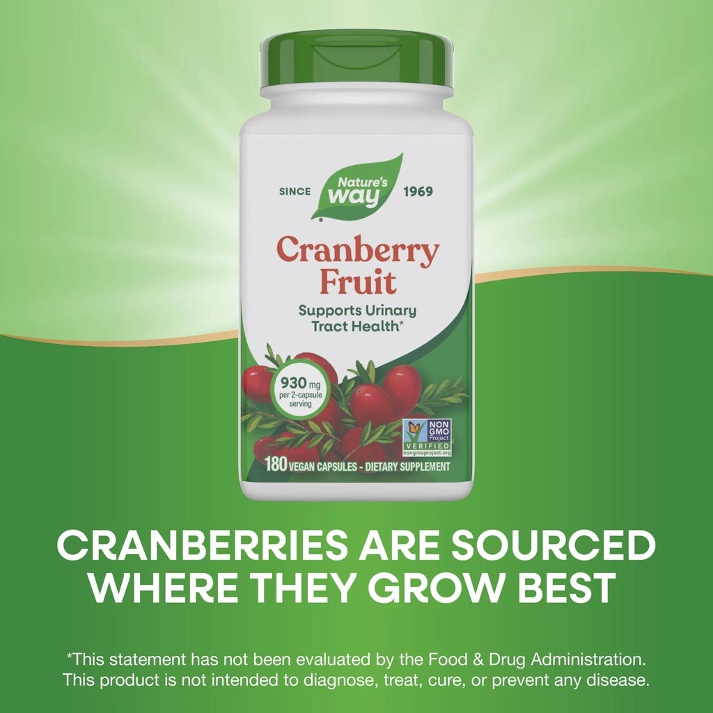 Nature's Way Cranberry Fruit, Cranberry Supplements, Supports Urinary Tract Health*, 930 mg per 2-Capsule Serving, 180 Capsules (Packaging May Vary) Nature's Way Au supplements