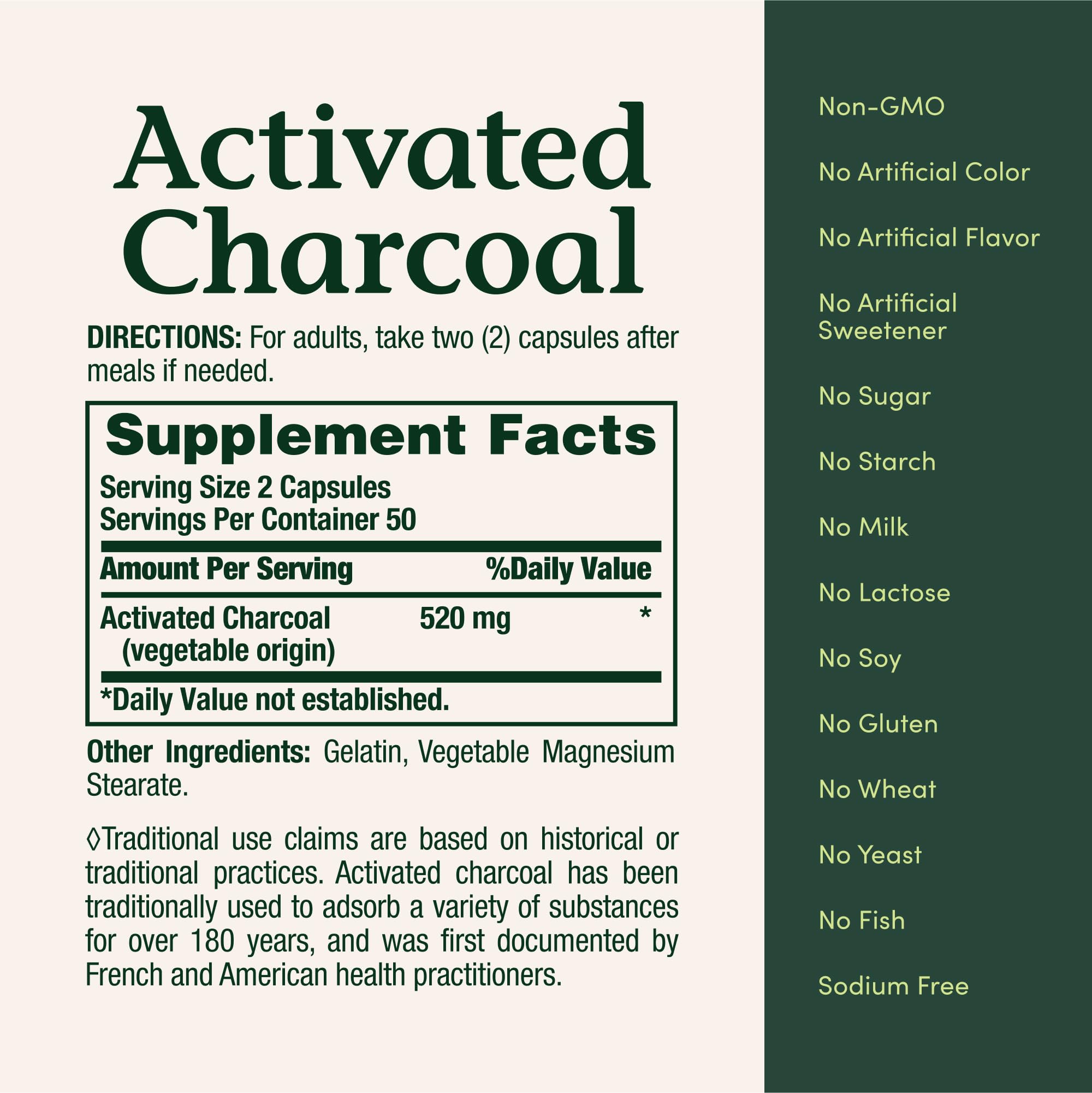 Nature's Bounty Activated Charcoal 260 mg, 100 Capsules, Dietary Supplement to Support a Healthy Lifestyle