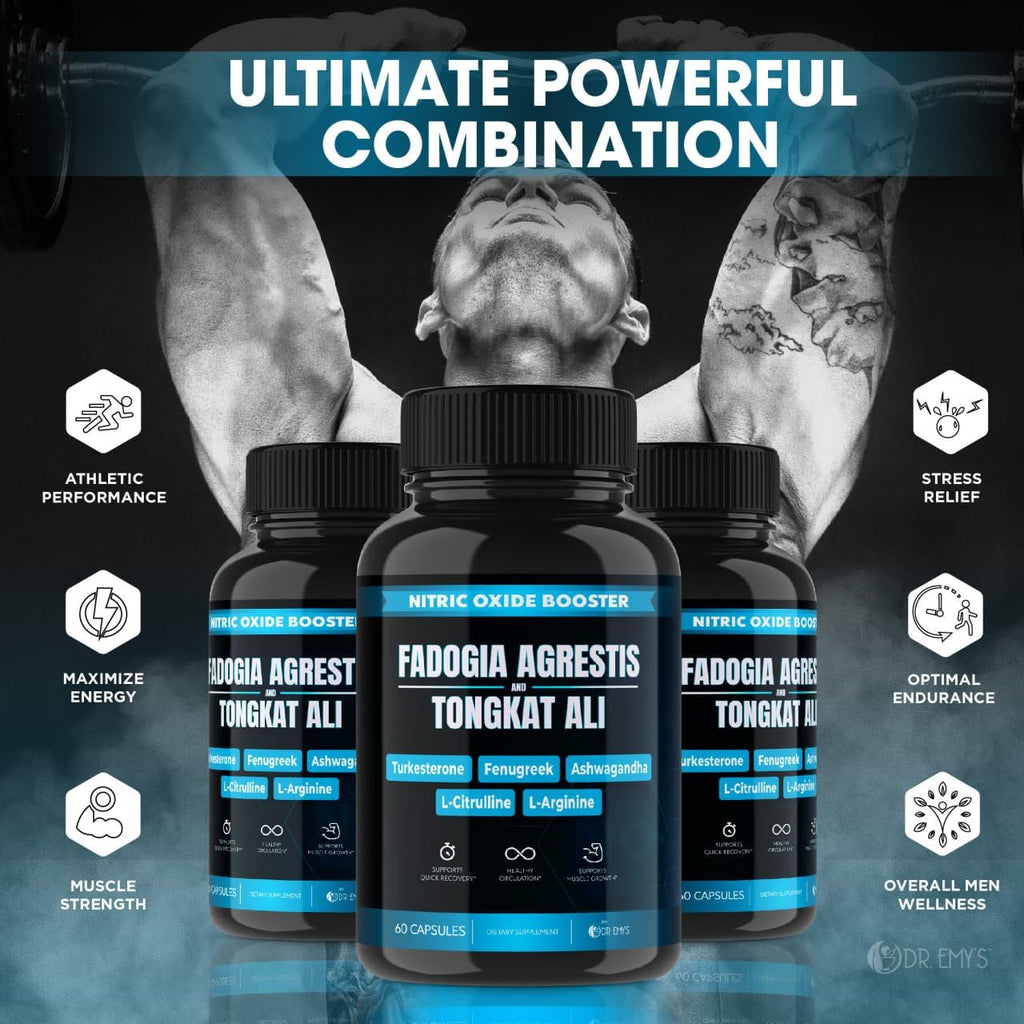 (2 Pack) Tongkat Ali Fadogia Agrestis Nitric Oxide Ashwagandha Supplement for Men Dr. Emy's Au supplements