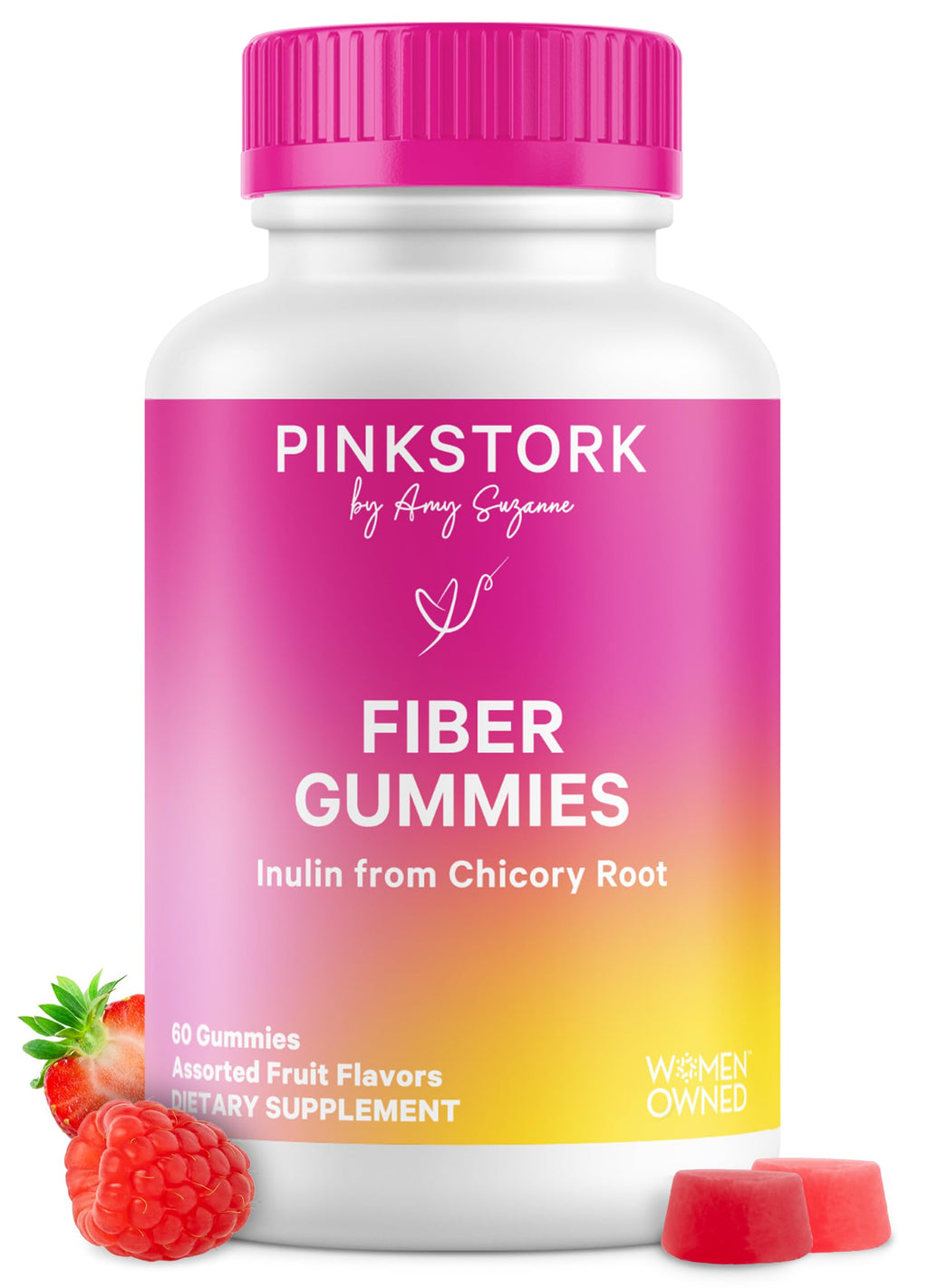 Pink Stork Prenatal Fiber Gummies for Women - 3g Prebiotic Inulin from Chicory Root - Natural Pregnancy & Postpartum Stool Softeners