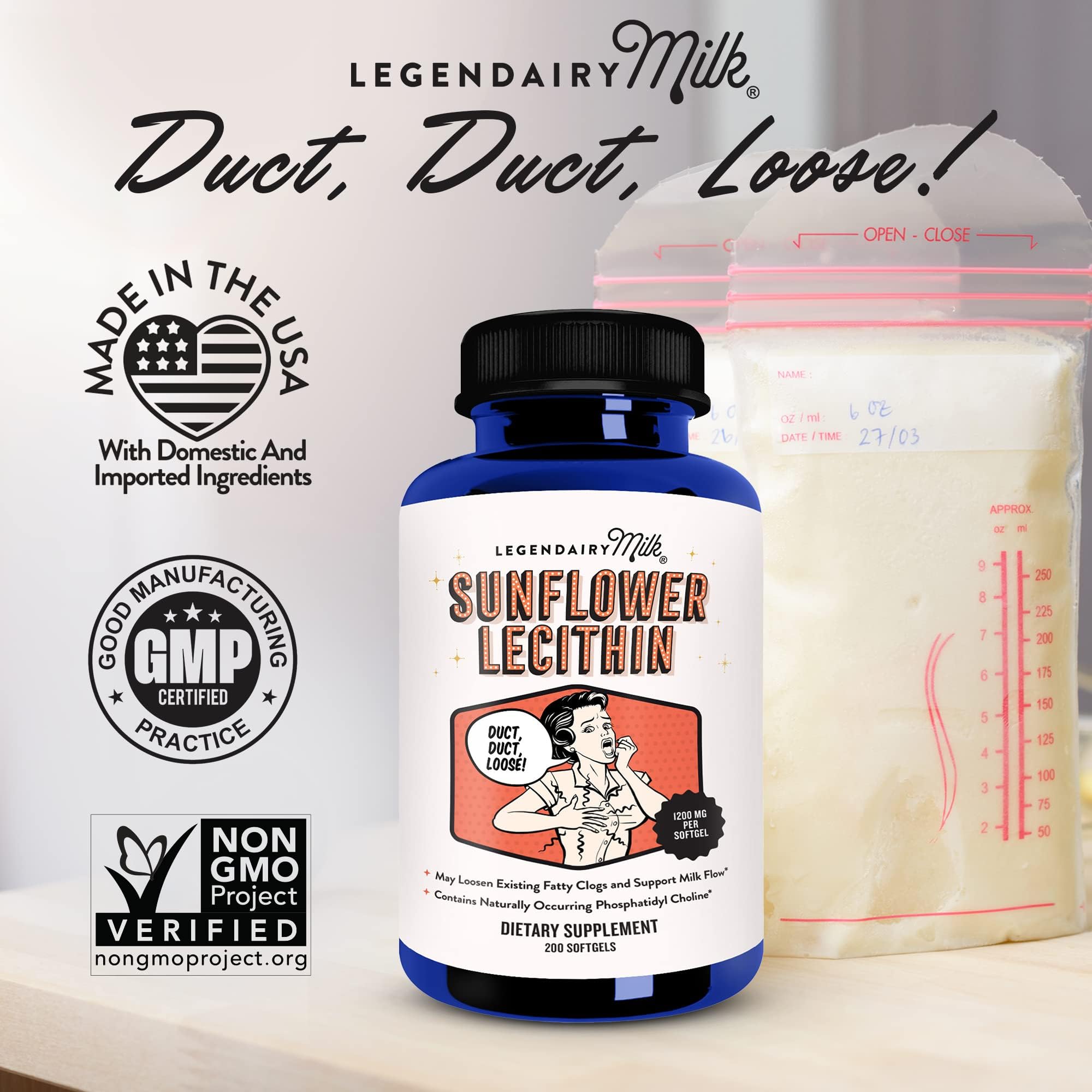 Legendairy Milk Sunflower Lecithin 1200mg, Lactation Support, Sunflower Lecithin Supplement for Clogged Milk Ducts