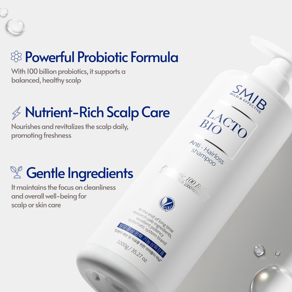 SMIB Lactobio Shampoo – With 100 Billion Postbiotics – For Fuller-Looking Hair and Scalp Care – Korean-Inspired Formula (35.27 oz) SMIB Au supplements
