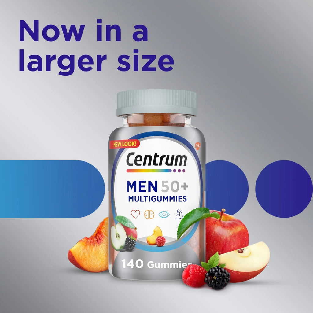 Centrum MultiGummies for Men 50 Plus, Multivitamin/Multimineral Supplement with Vitamins D3, E, B6, and B12 Centrum Au supplements