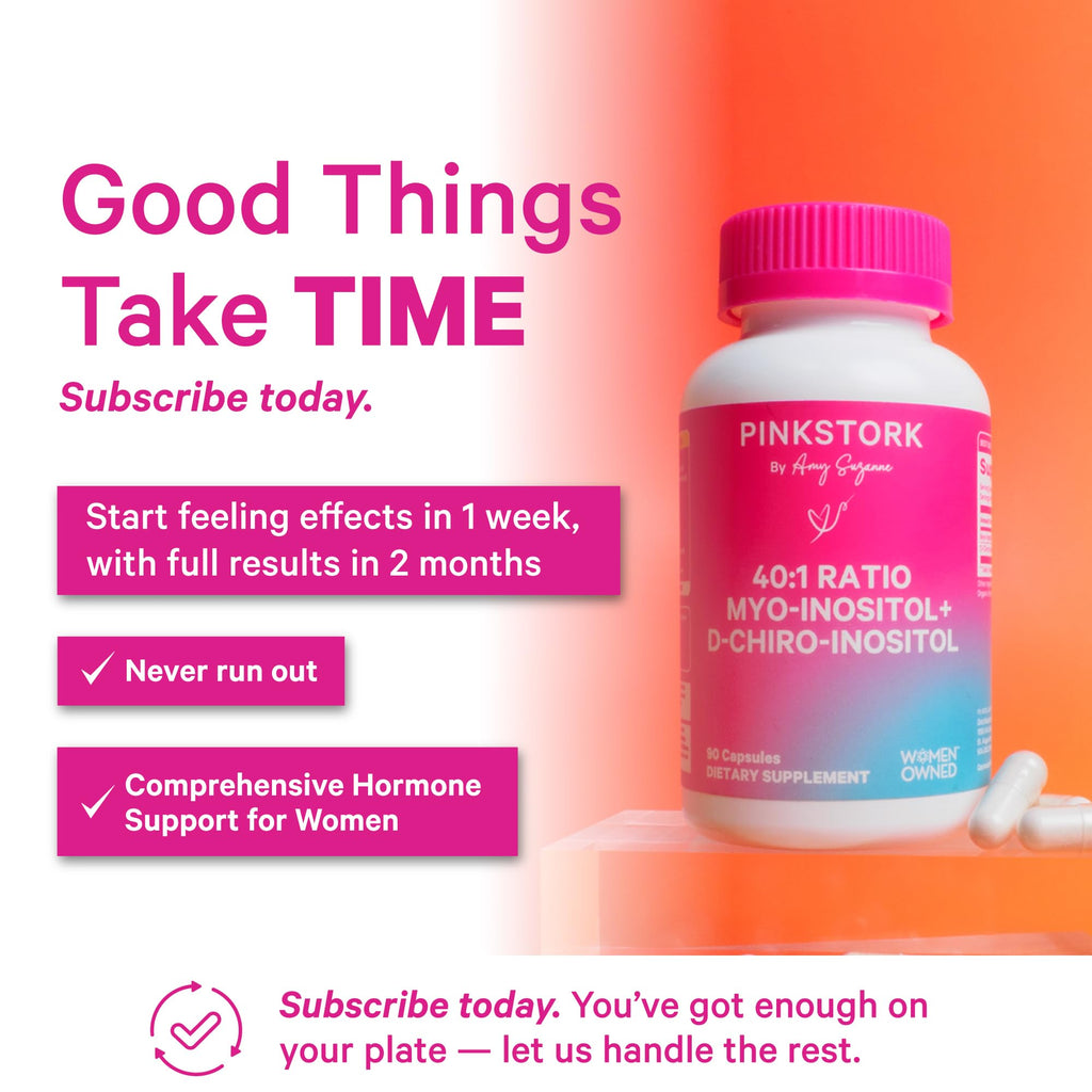 Pink Stork Myo-Inositol & D-Chiro Inositol Supplement - Hormonal Balance for Women - Ovarian Support - 40:1 Ratio - Fertility Supplements for Women - 180 Capsules, 2 Month Supply Pink Stork Au supplements
