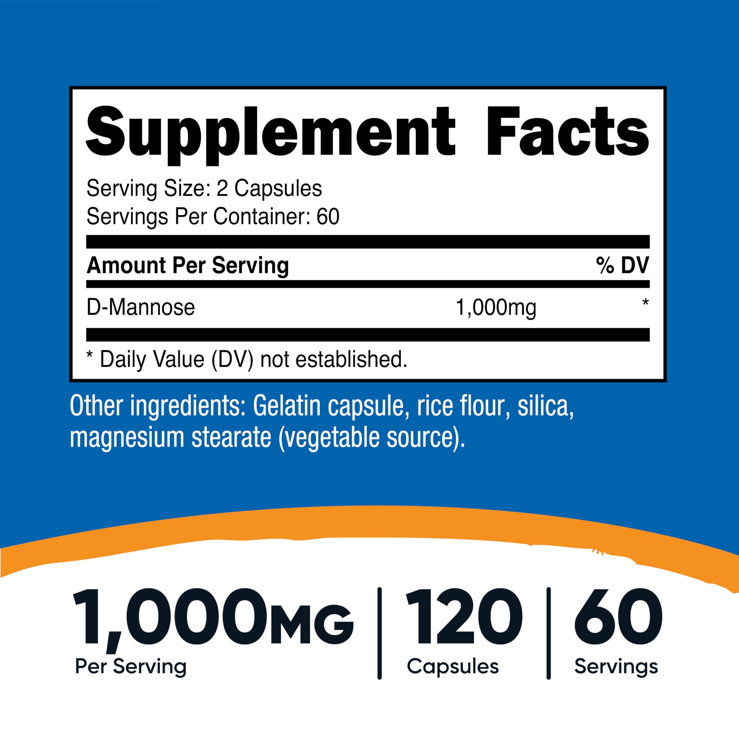 Nutricost D-Mannose 1000mg Per Serving, 120 Capsules - 500mg Per Capsule, Urinary Tract Health, Non-GMO and Gluten Free Nutricost Au supplements