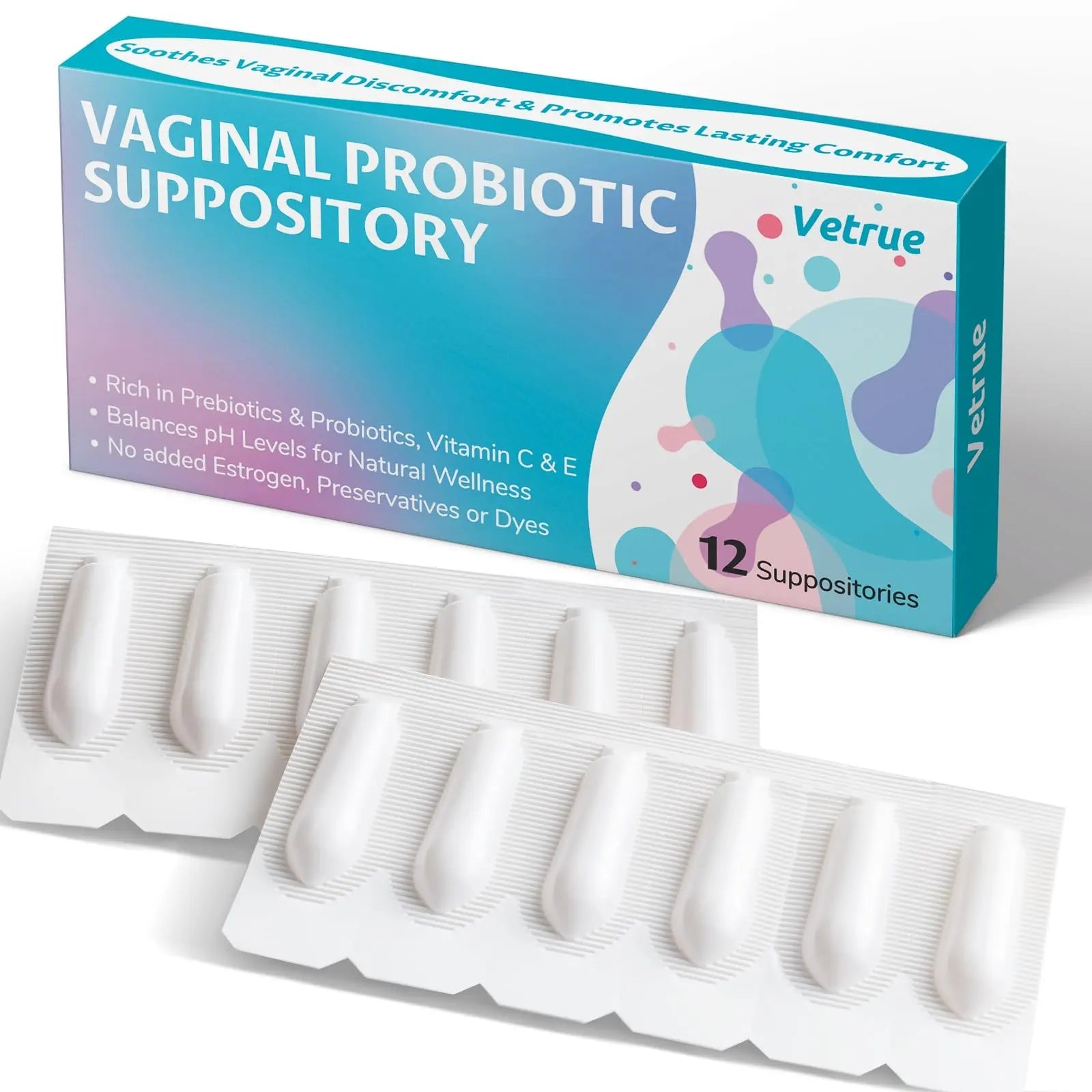 vetrue Vaginal Probiotic Suppository, Feminine Health for Comfort, pH Balance, Odor Control vetrue Au supplements
