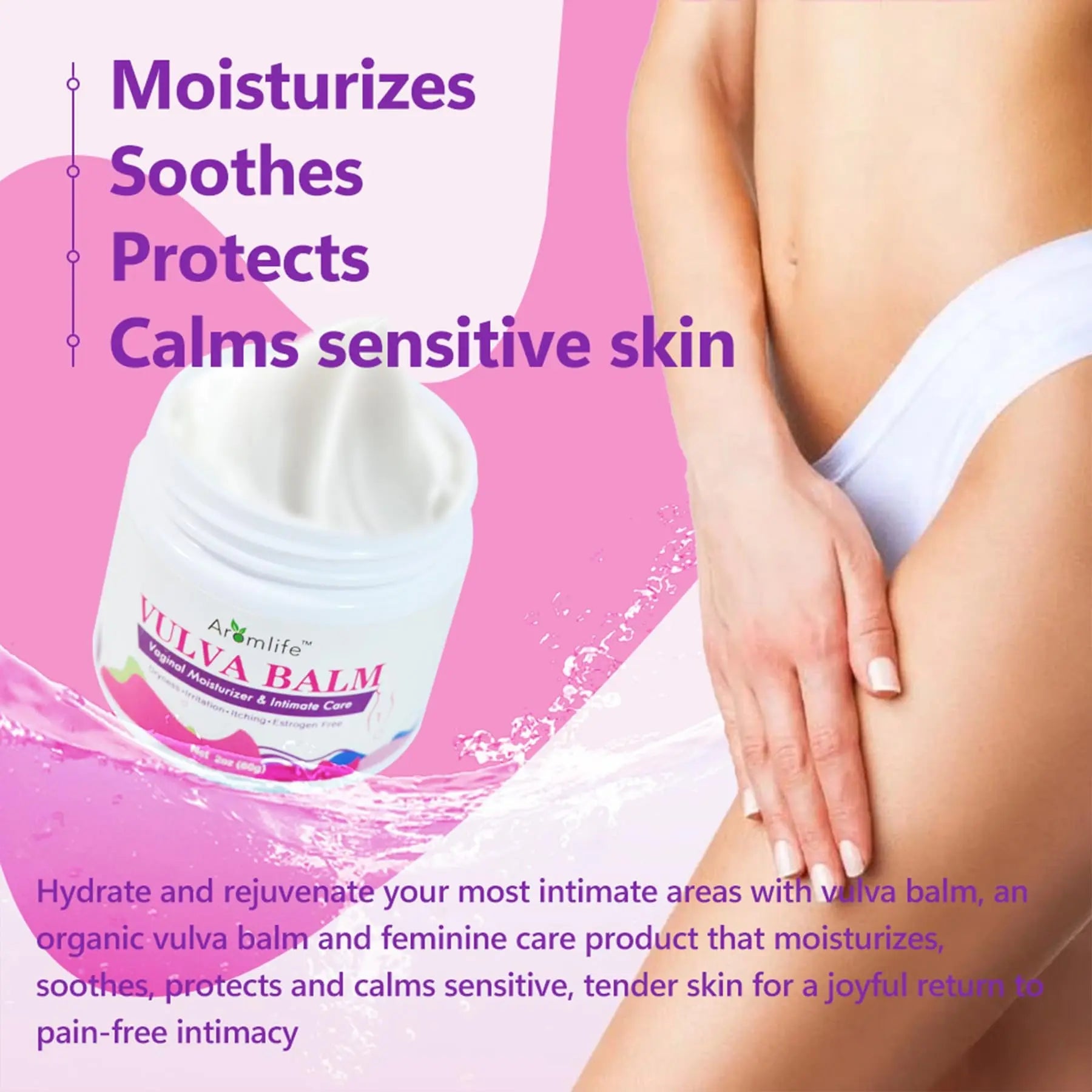Aromlife Vulva Moisture Balm Cream, for Female Dryness Cure and Support Itching Irritation, Aromlife Au supplements